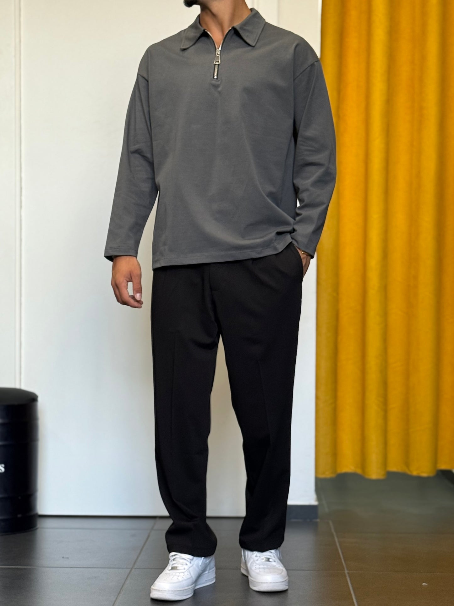 POLO ZIP Regular GRIGIO
