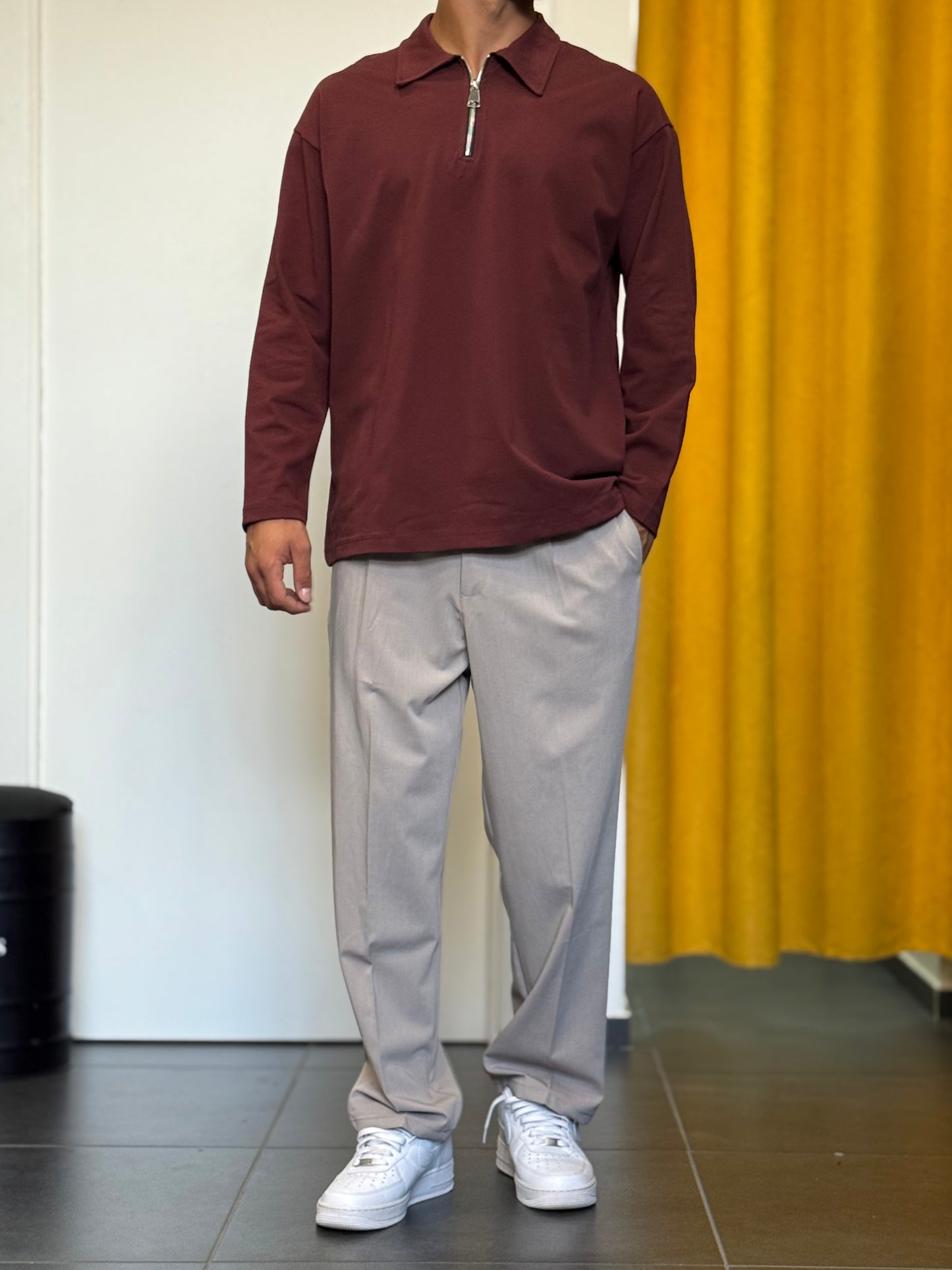 POLO ZIP Regular BORDEAUX