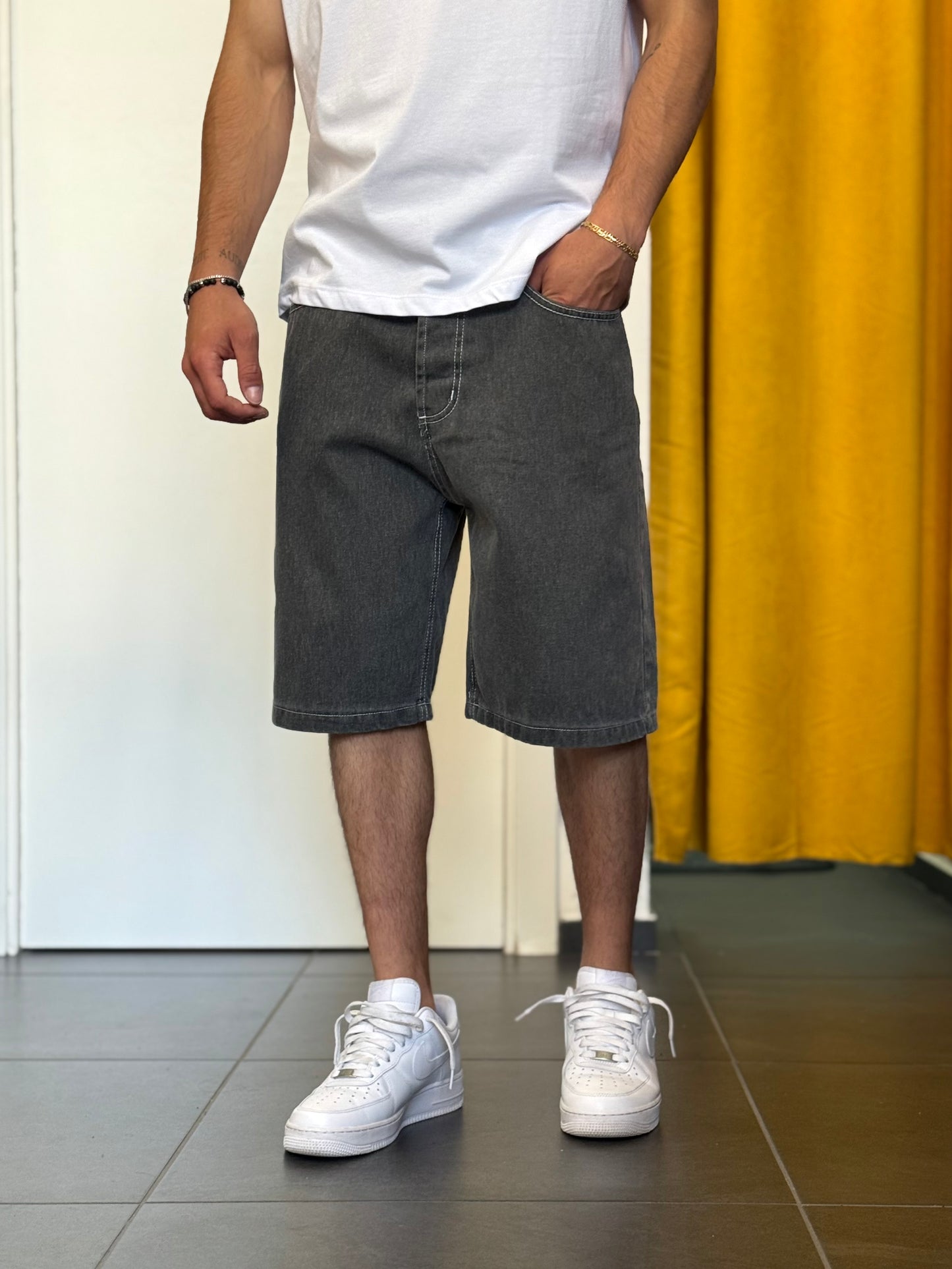 BERMUDA DENIM Baggy Grigio
