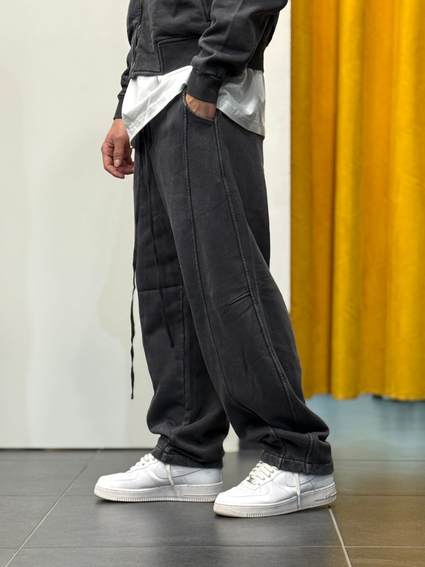 TUTA Felpa Cappuccio STONE WASHED GRIGIO SCURO