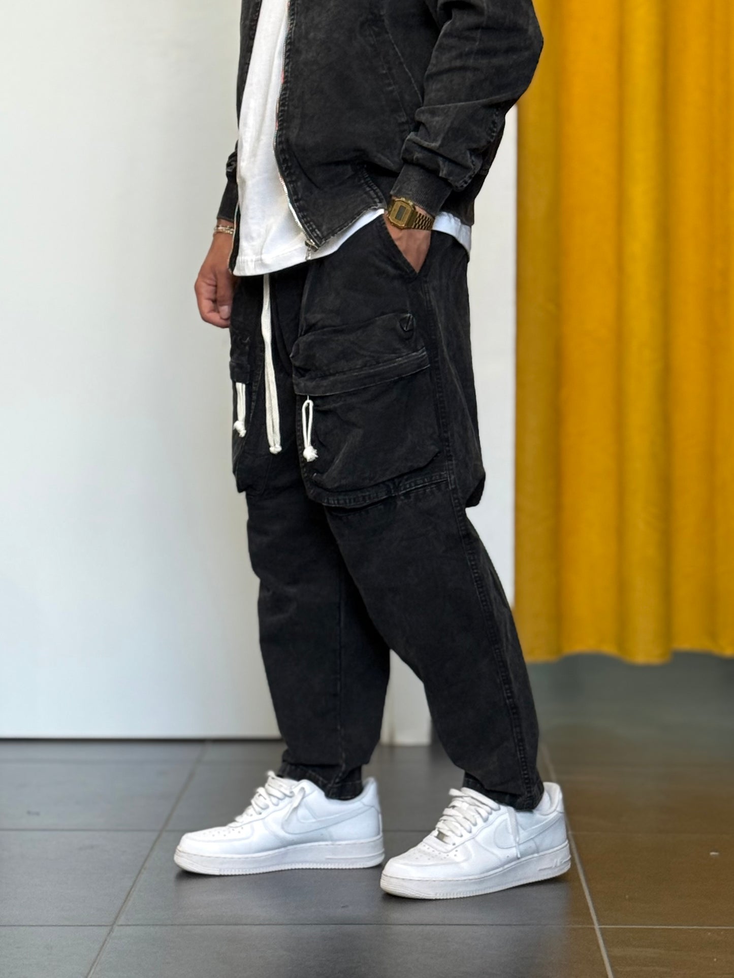 PANTALONE Front Cargo SLAVATO NERO