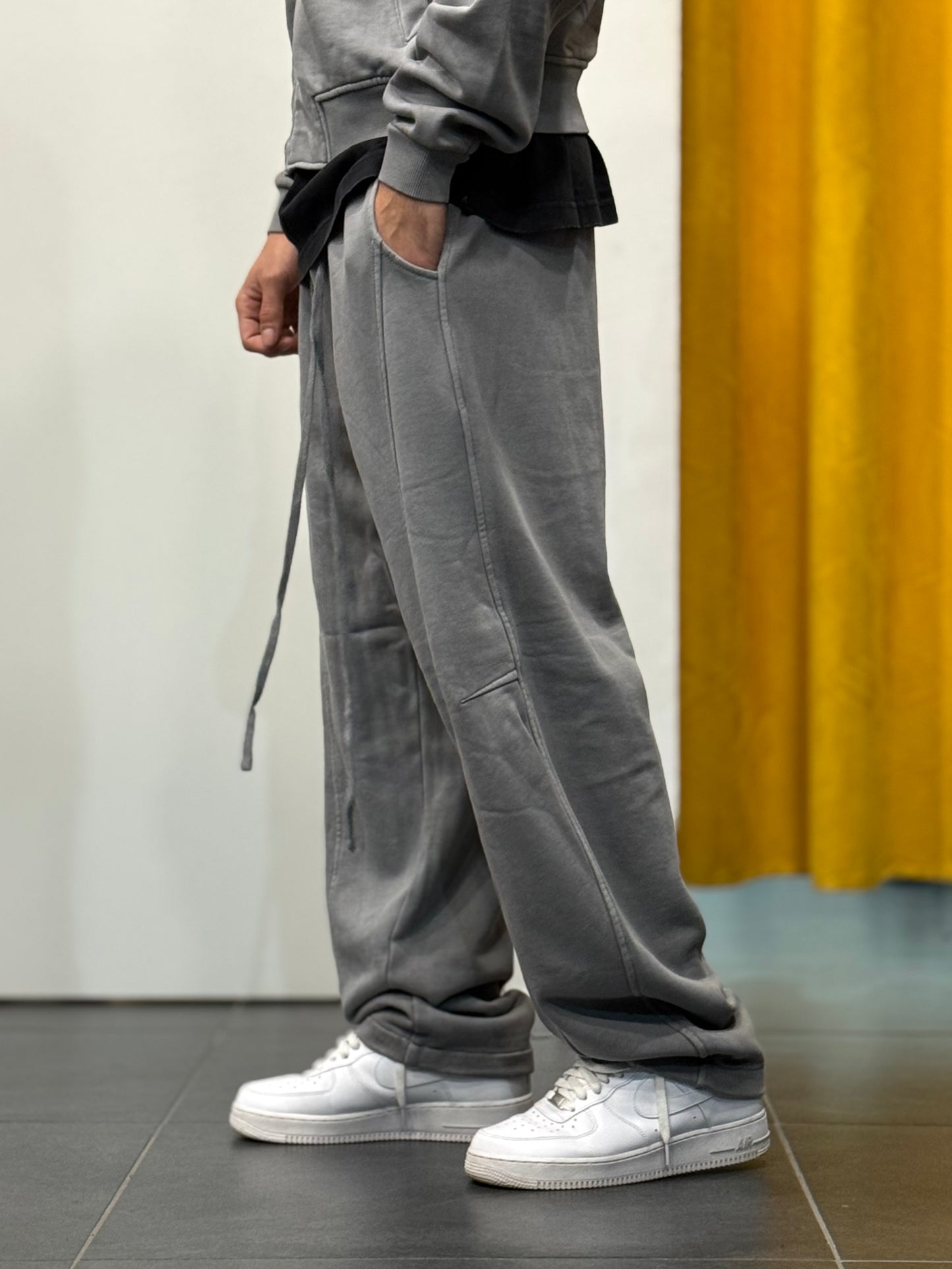 TUTA Felpa Cappuccio STONE WASHED GRIGIO CHIARO