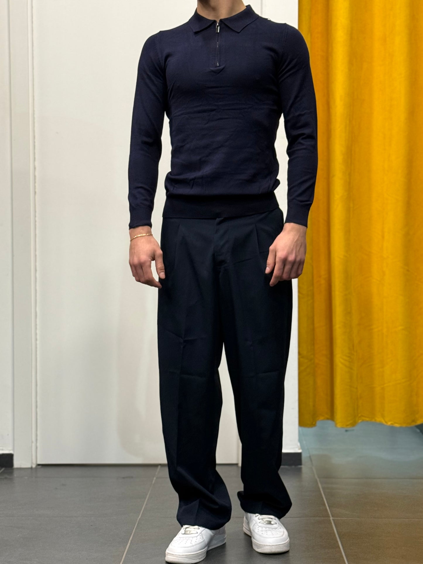 POLO ZIP Slim Fit BLU