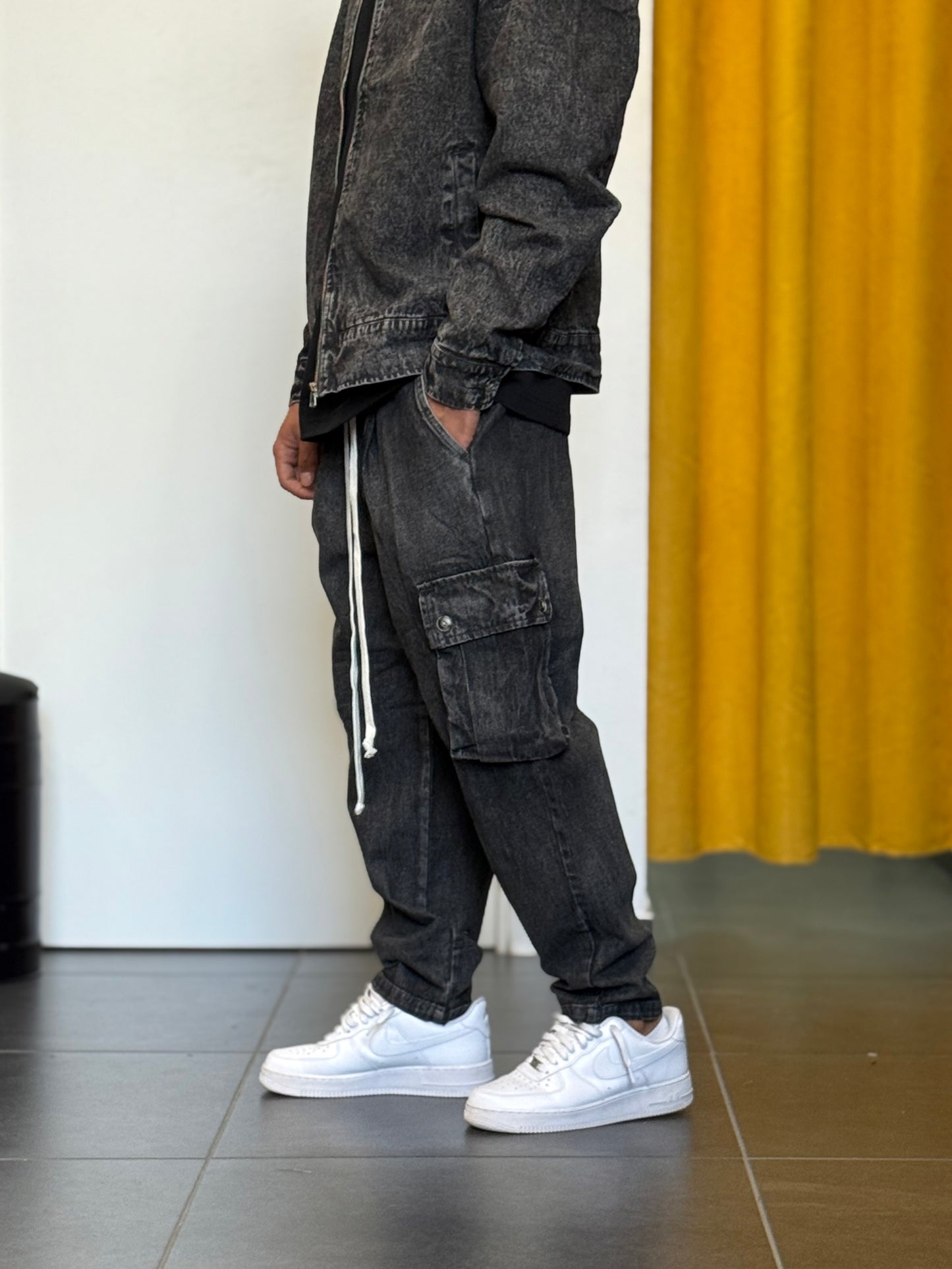 PANTALONE DENIM Cargo NERO