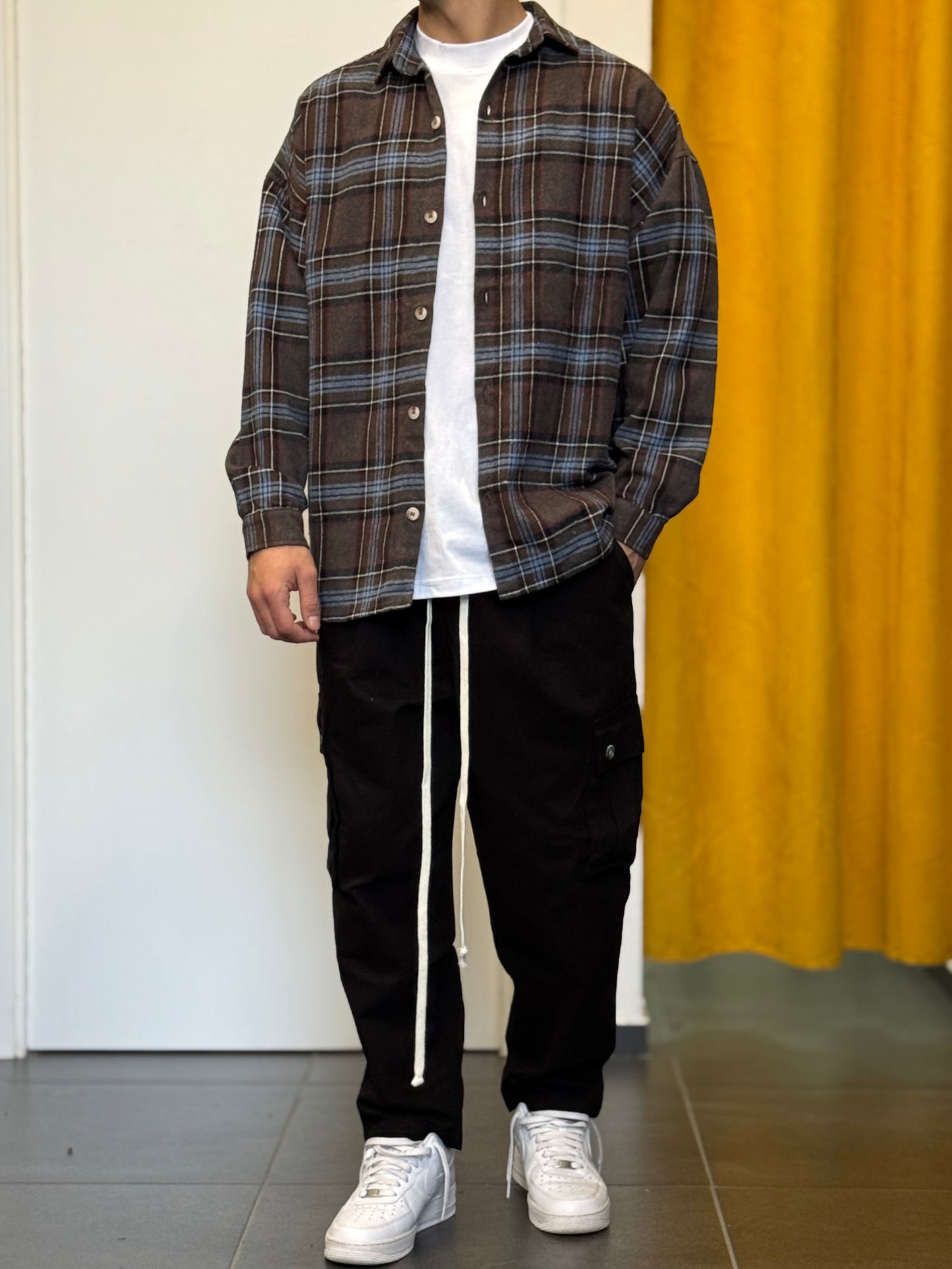 CAMICIA A Quadri MARRONE/CELESTE