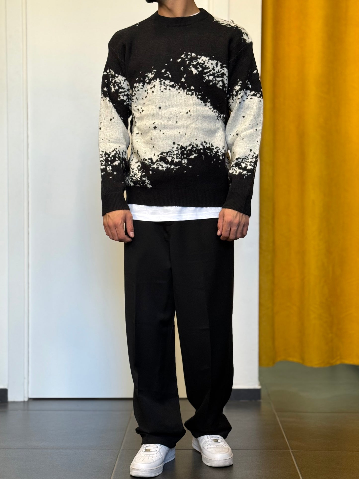 MAGLIONE Fantasia NERO/BIANCO