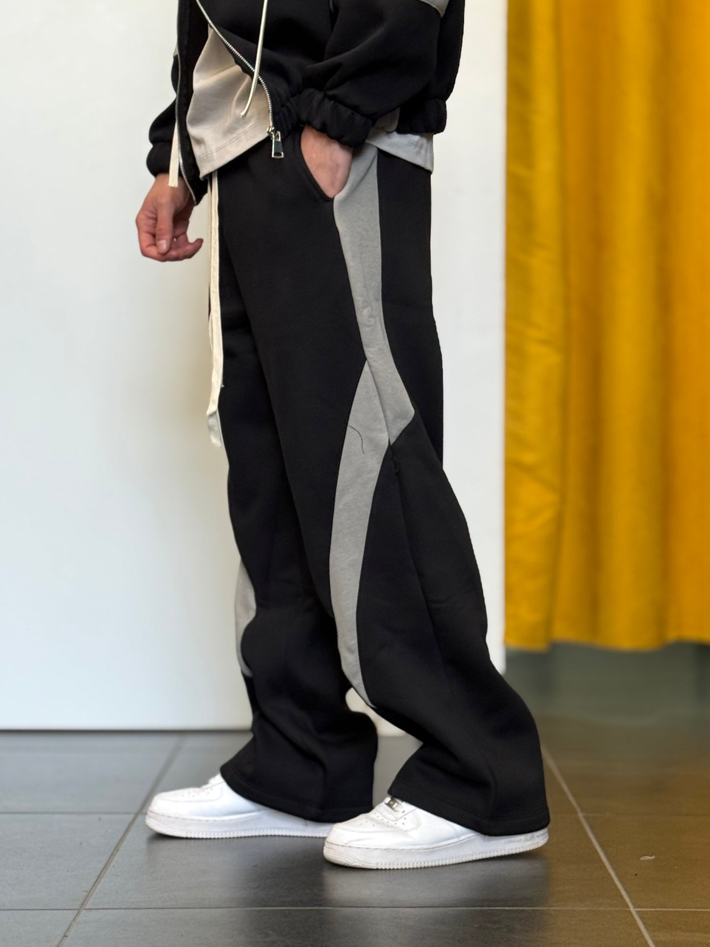 TUTA Cotone Felpato NERO/GRIGIO