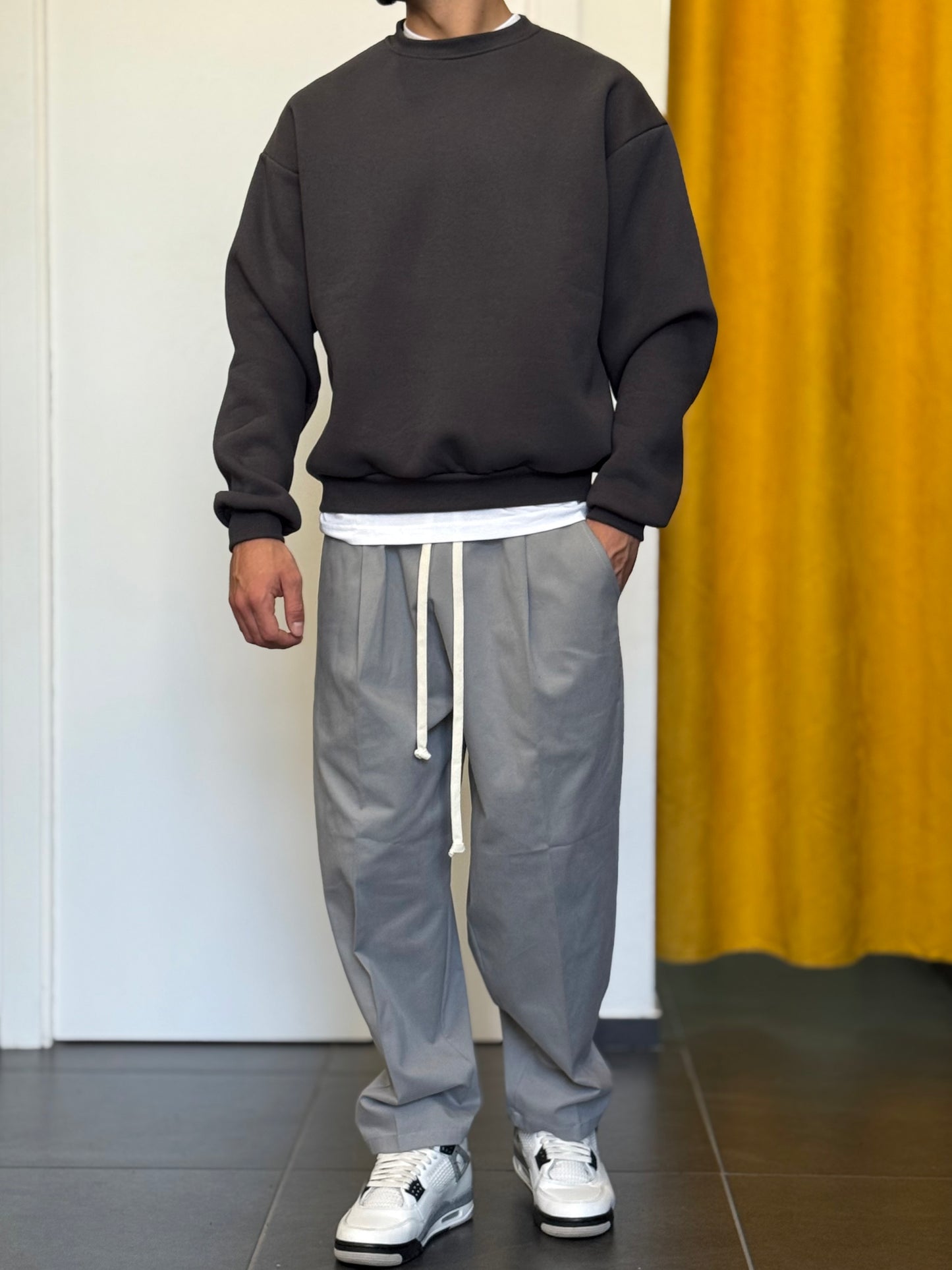 FELPA Girocollo Cotone Felpato GRIGIO PIOMBO