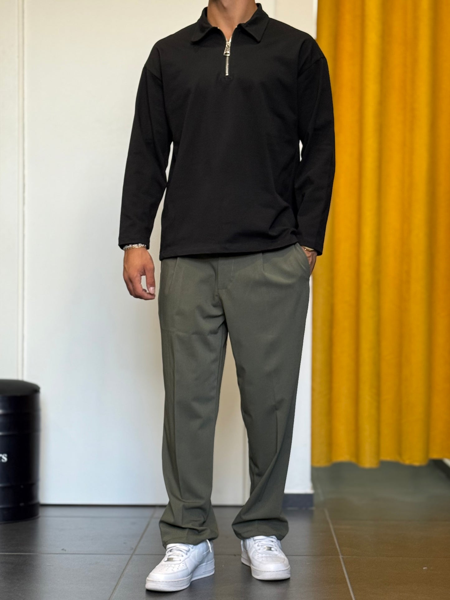 POLO ZIP Regular NERO