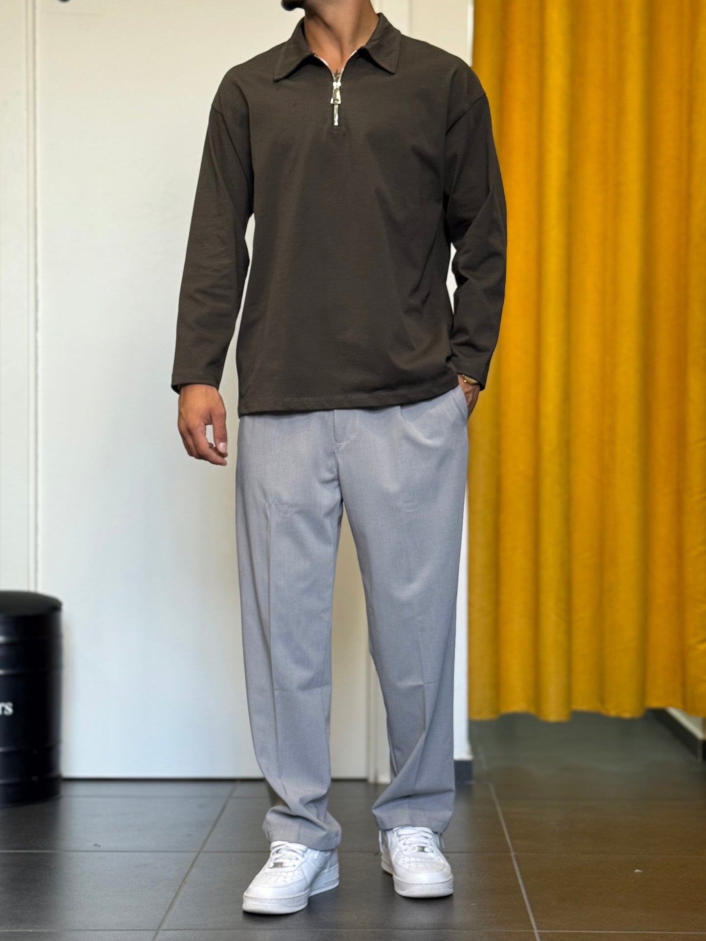 POLO ZIP Regular MARRONE