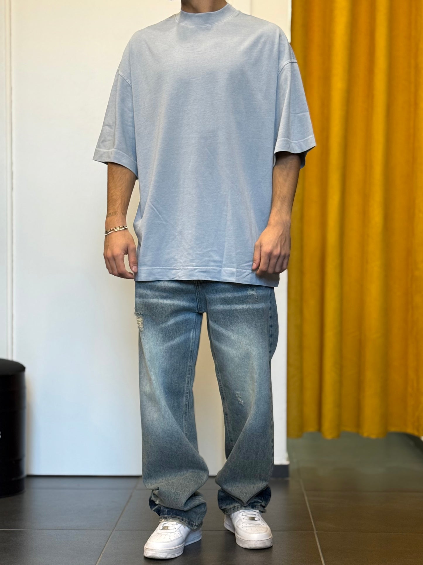 T-SHIRT PREMIUM OVERSIZE Slavato CELESTE