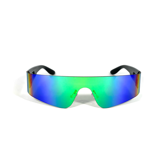 HR Eyewear - IBIZA Nero Lente Scura Specchiata Blu Verde
