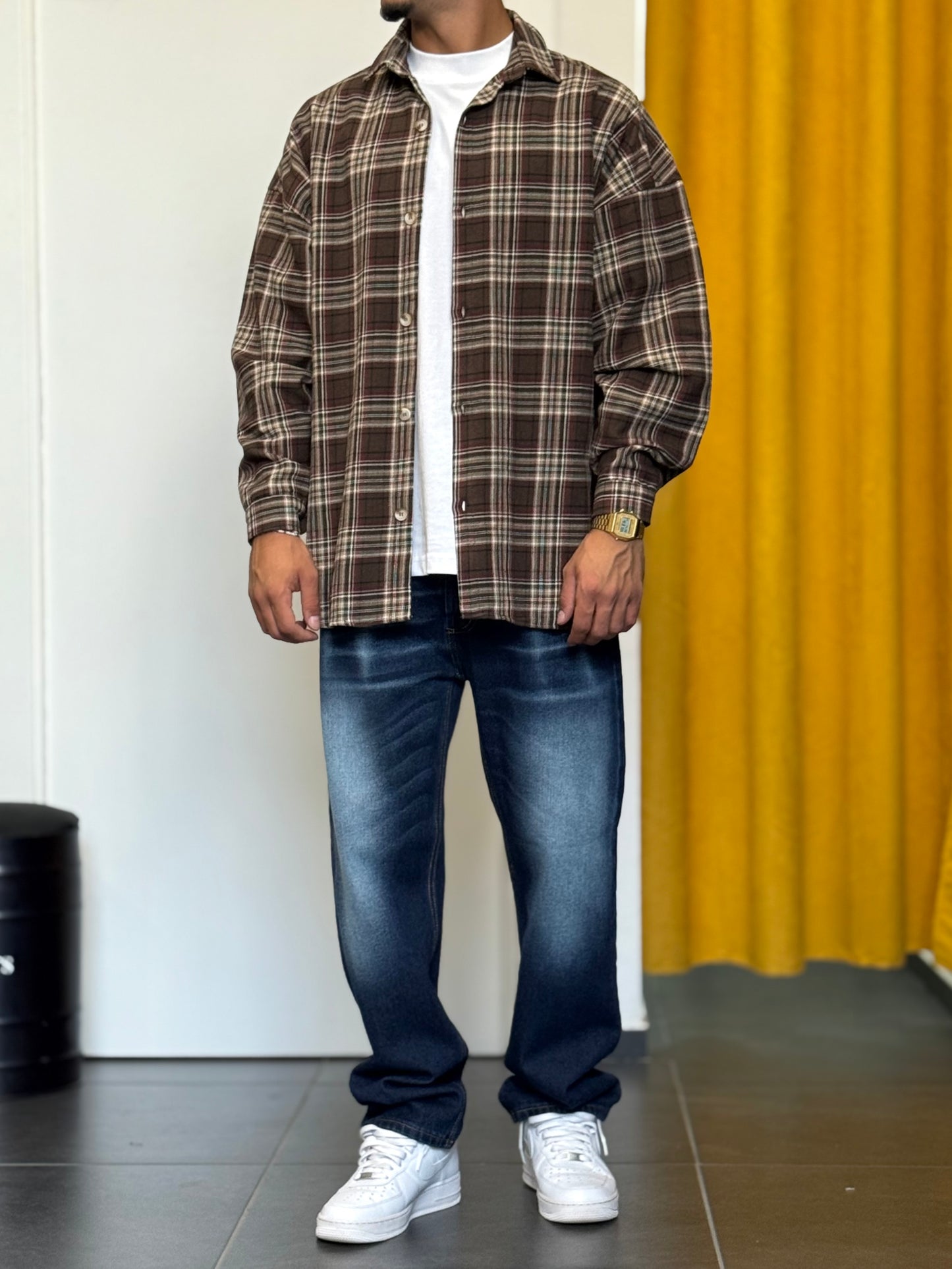CAMICIA Oversize QUADRI MARRONE/BORDEAUX
