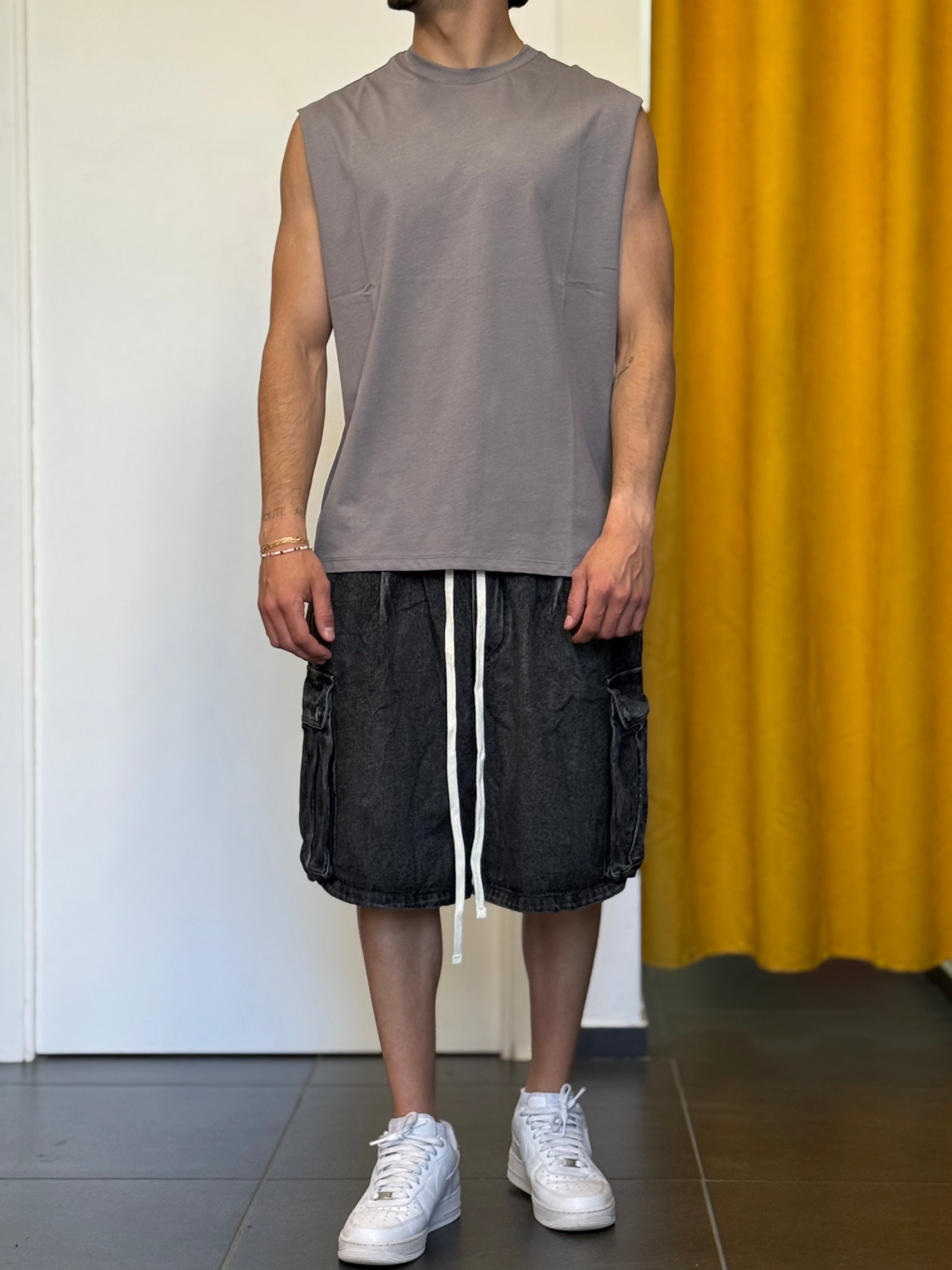 BERMUDA CARGO Denim NERO