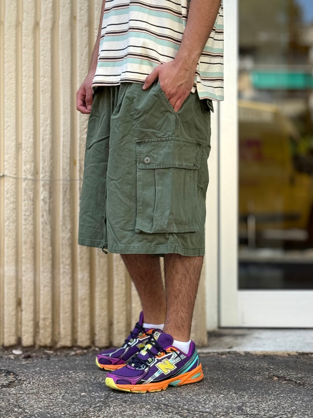 BERMUDA CARGO Stone Washed VERDE