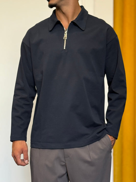POLO ZIP Regular BLU NOTTE
