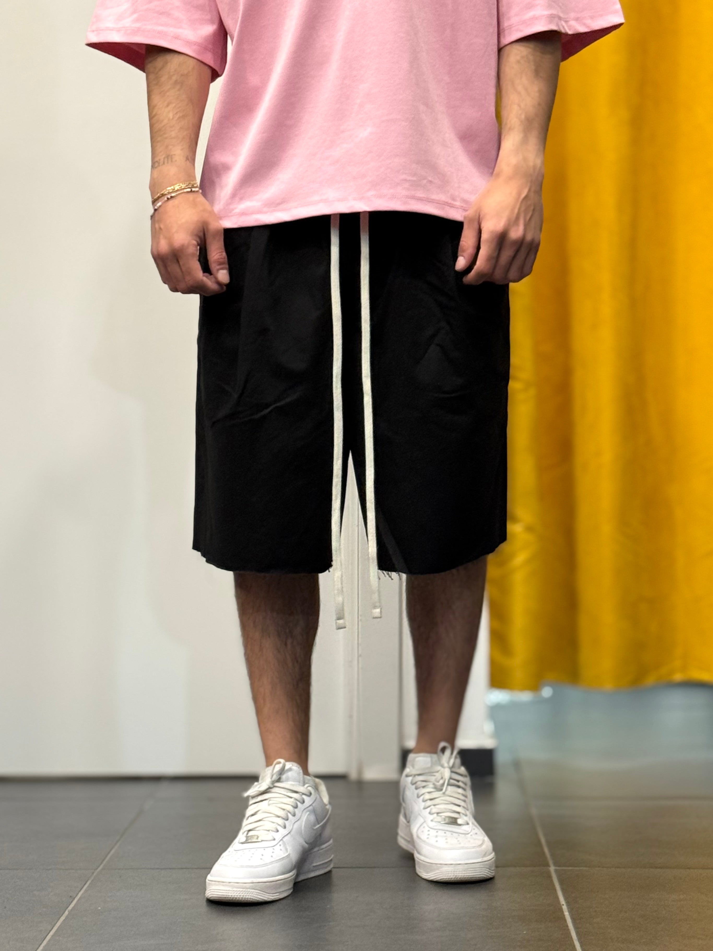 BERMUDA Cotone Taglio Vivo NERO