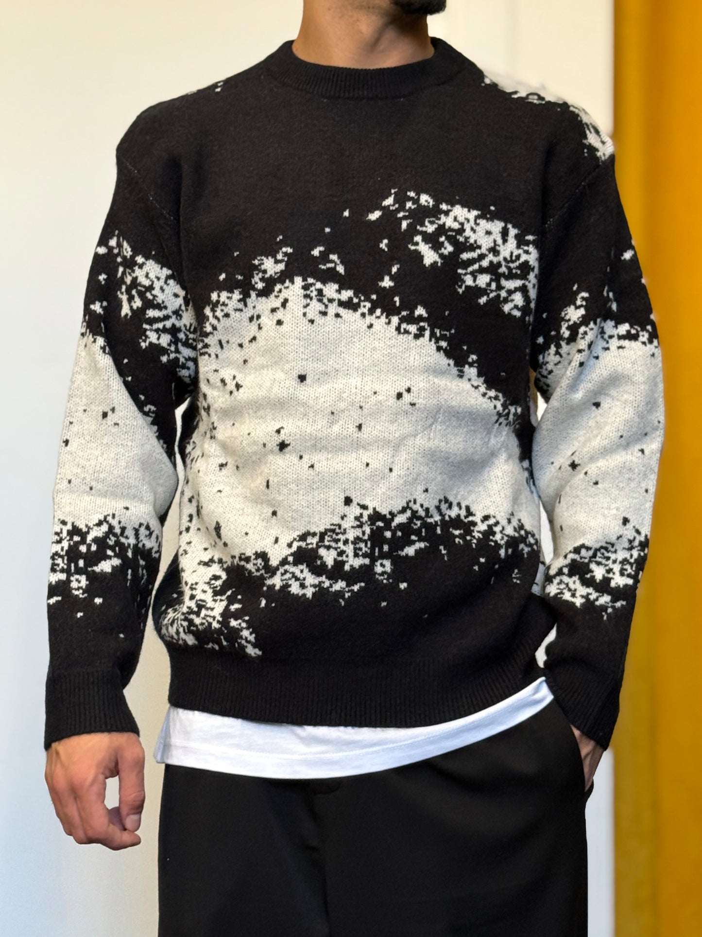 MAGLIONE Fantasia NERO/BIANCO