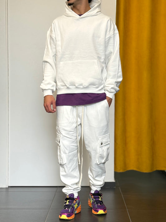 COMPLETO TUTA Cappuccio + Cargo BIANCO