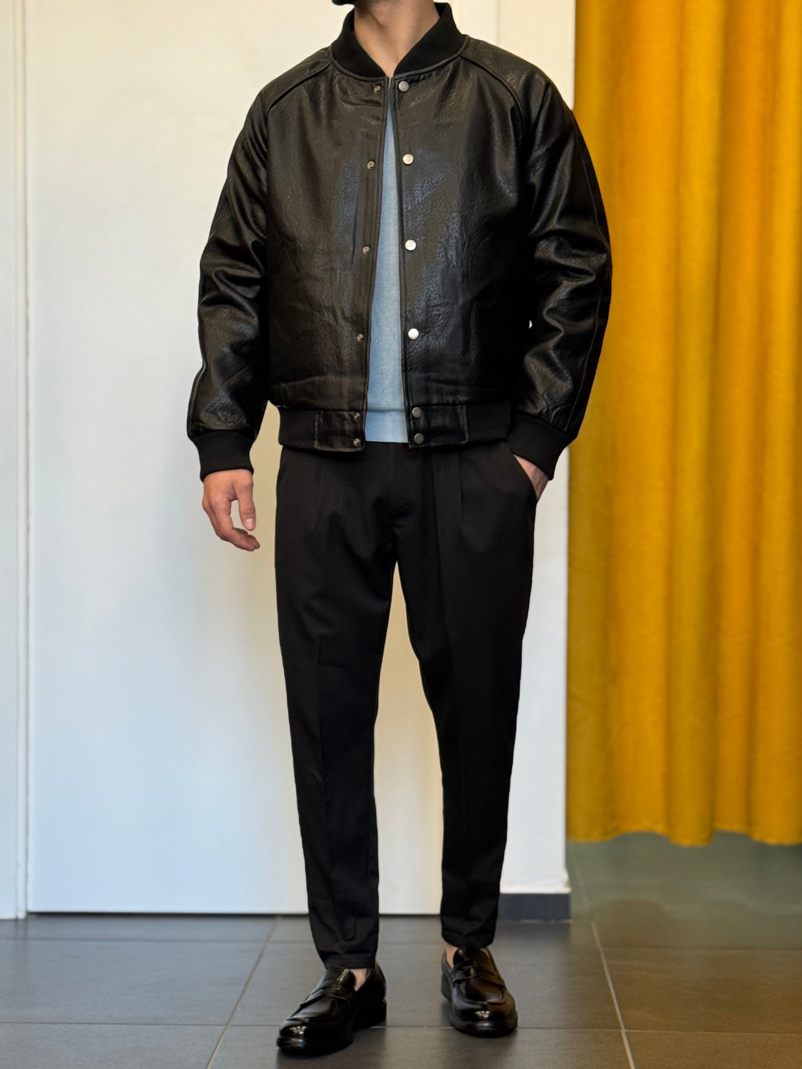 GIACCA Bomber Ecopelle NERO