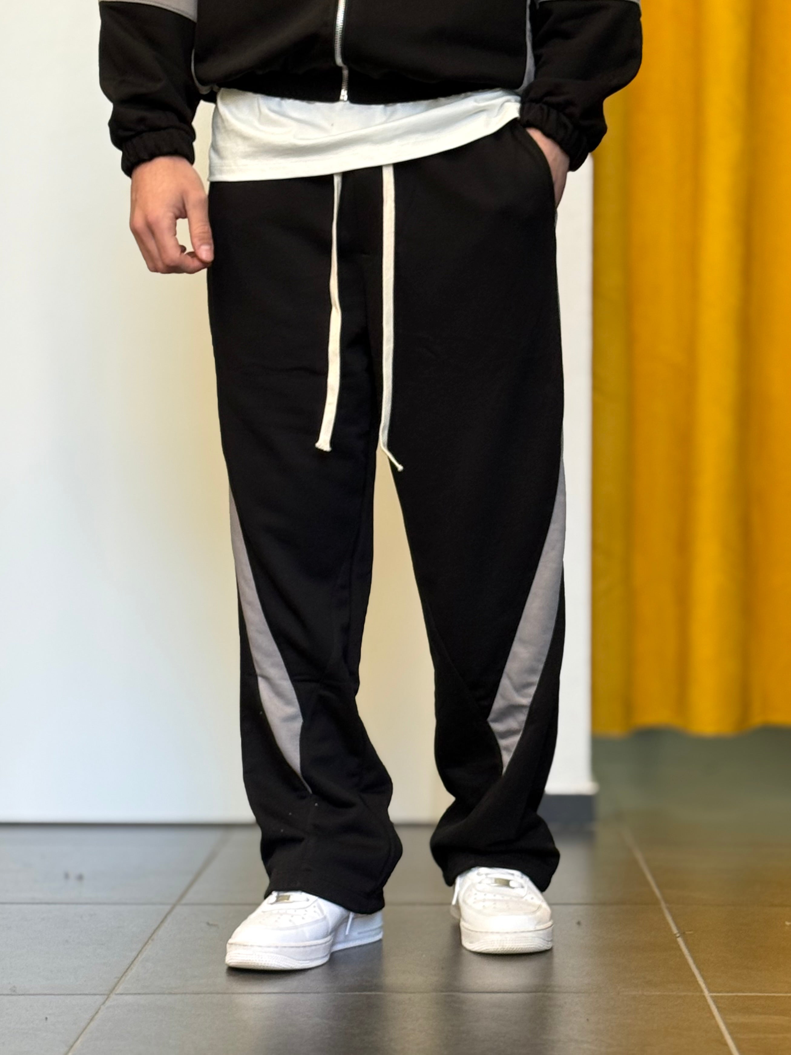 TUTA Cotone Garzato BICOLOR NERO