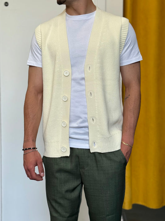 CARDIGAN GILET Bianco Panna
