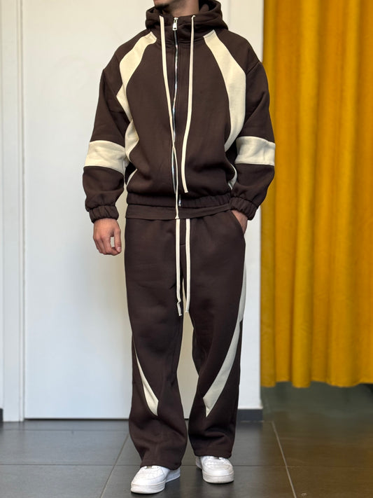 TUTA Cotone Felpato MARRONE/BEIGE