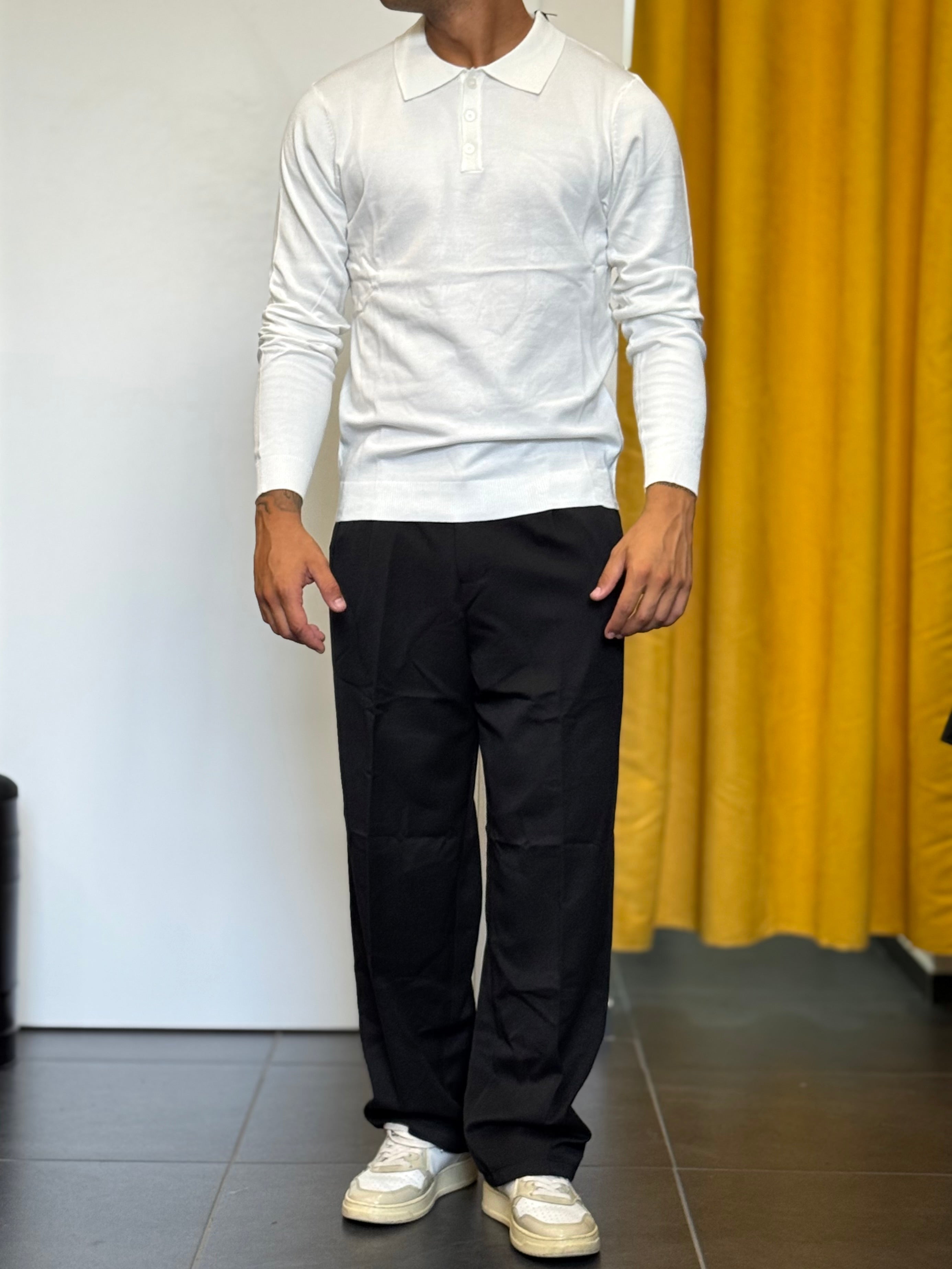 POLO Maniche Lunghe Slim Fit BIANCO