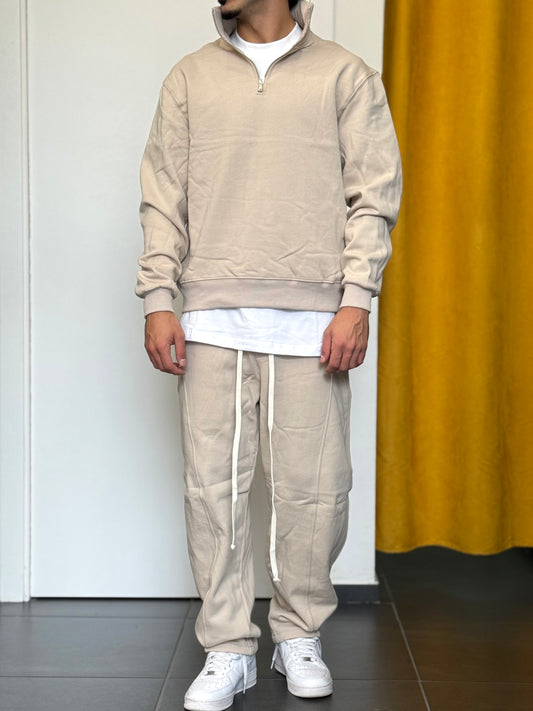 COMPLETO TUTA Mezza Zip Oversize BEIGE