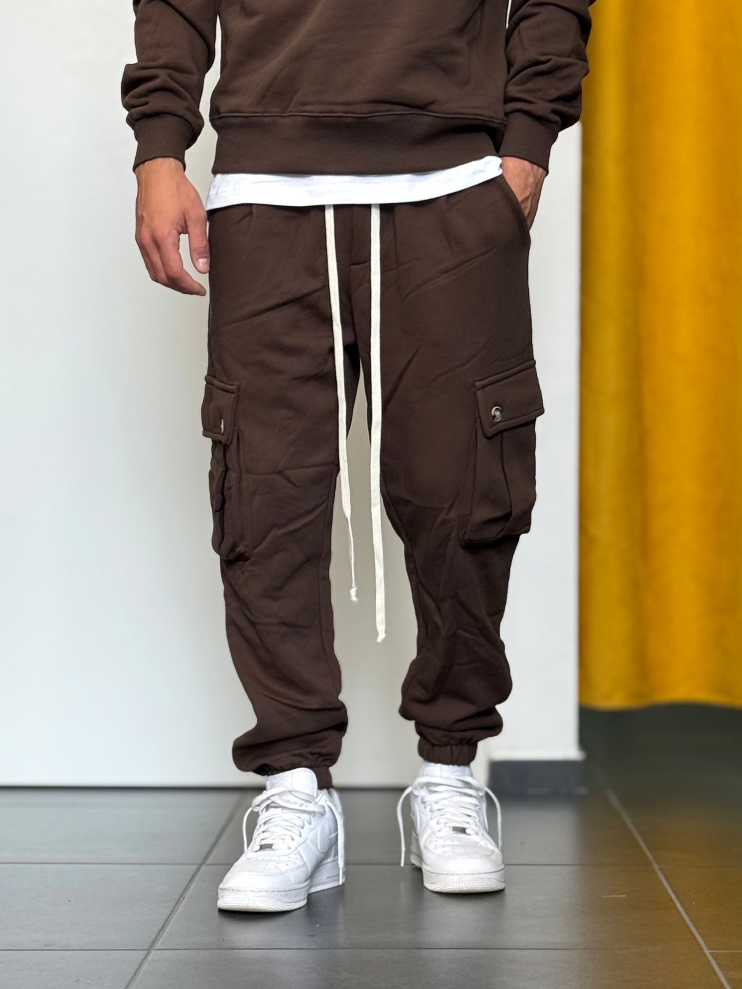 COMPLETO TUTA Mezza Zip Pant. Cargo MARRONE