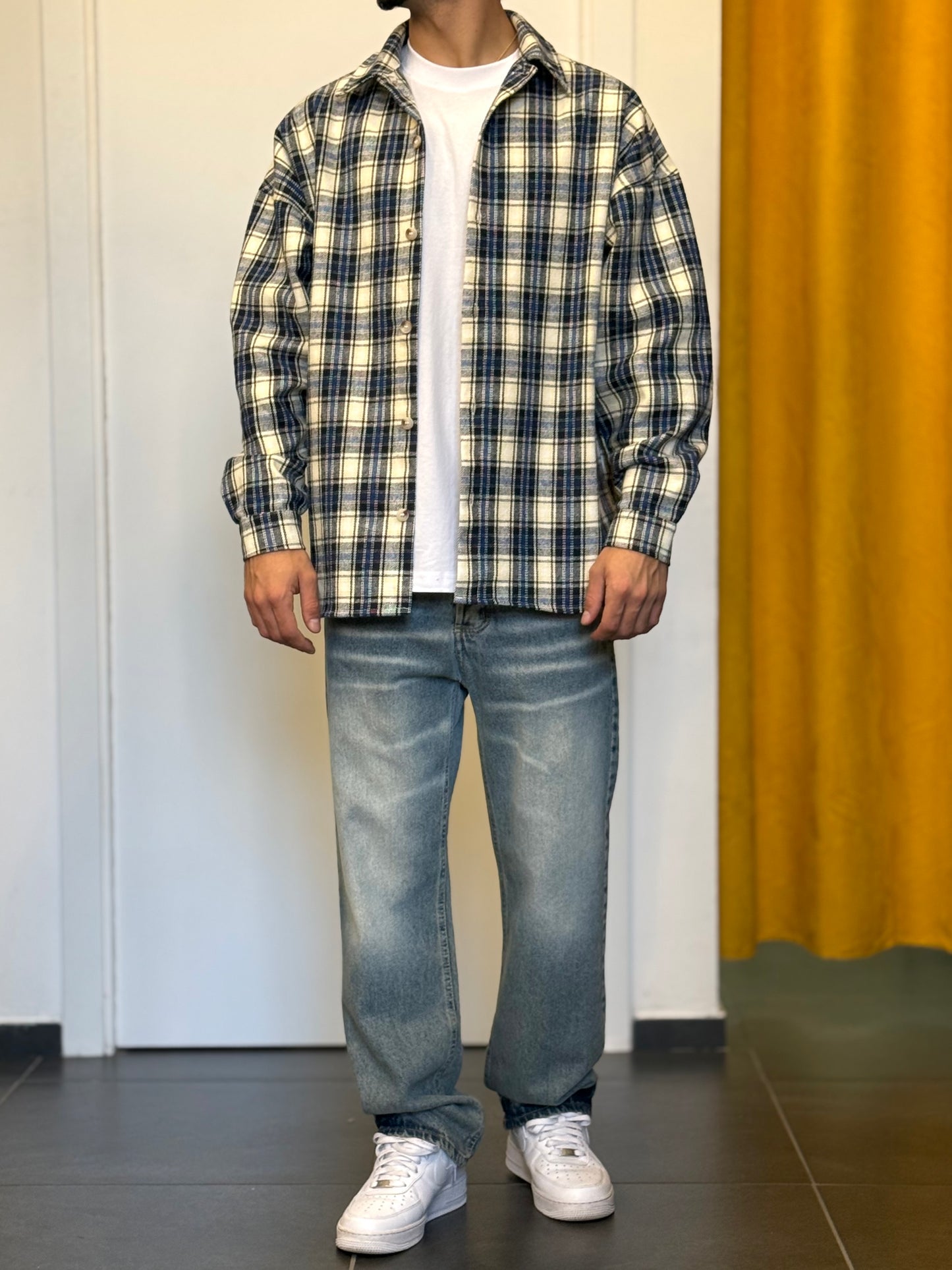 CAMICIA A Quadri PANNA/BLU