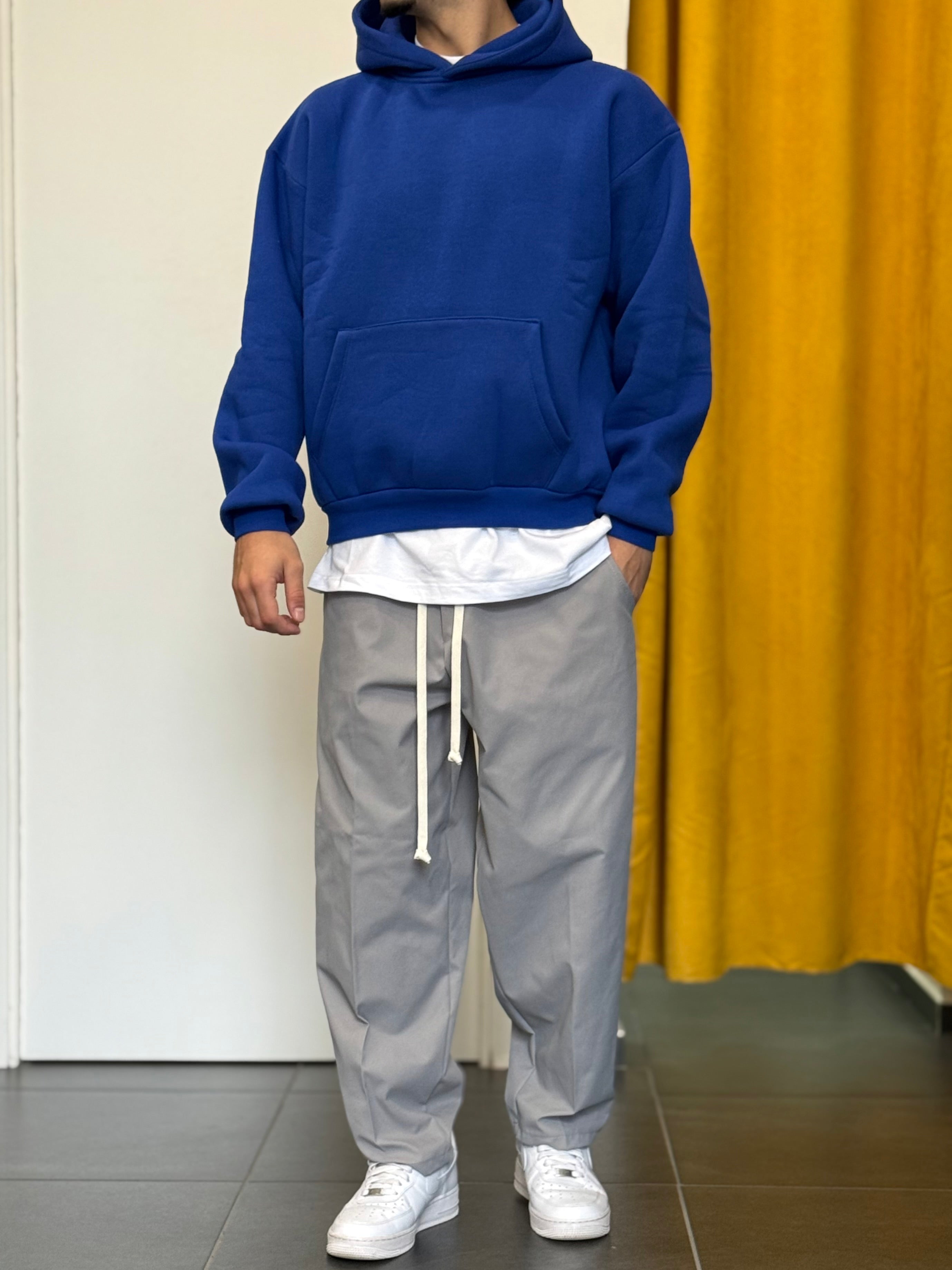 FELPA Con Cappuccio Cotone Felpato BLU