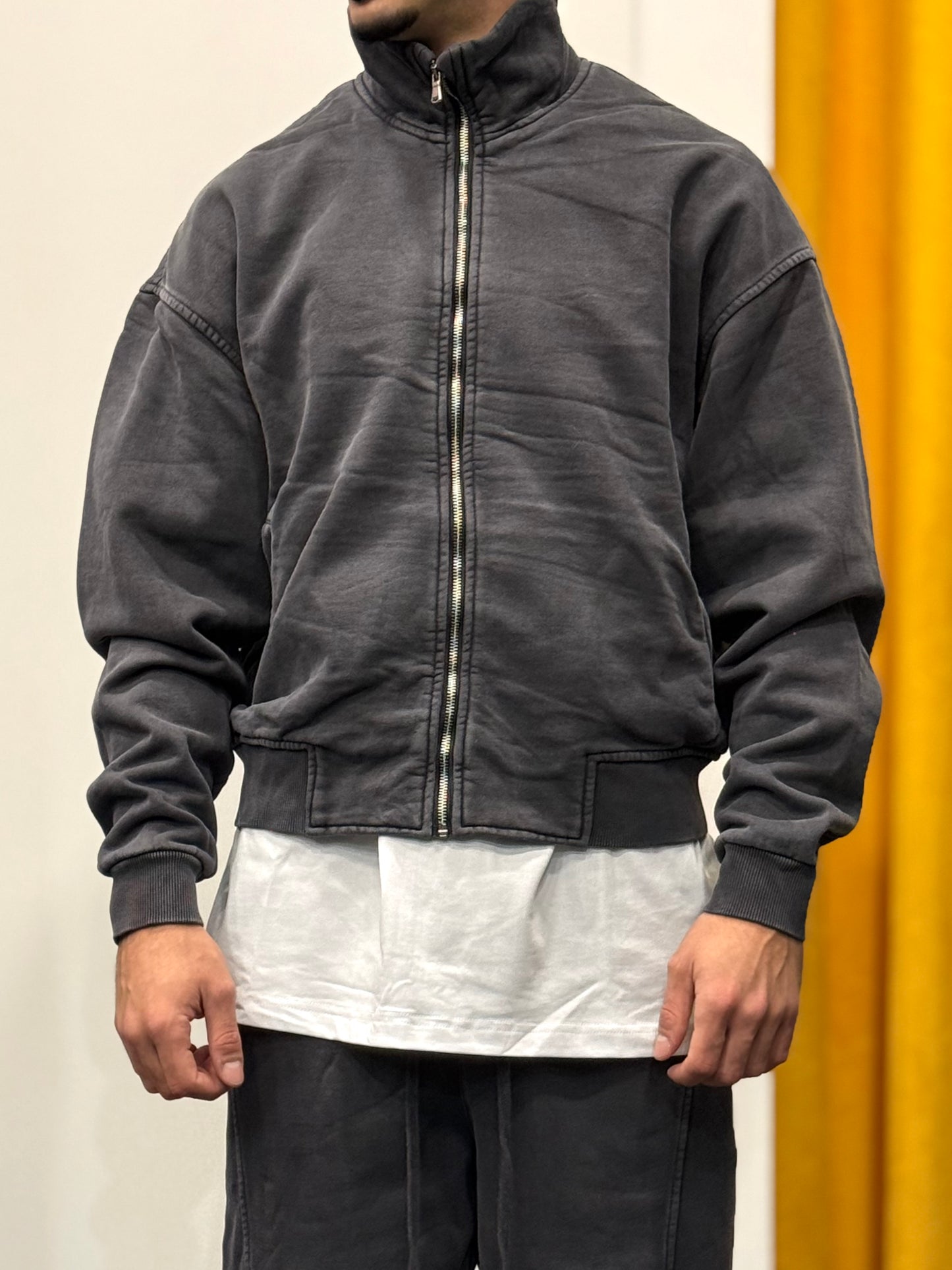 TUTA Full Zip STONE WASHED GRIGIO SCURO