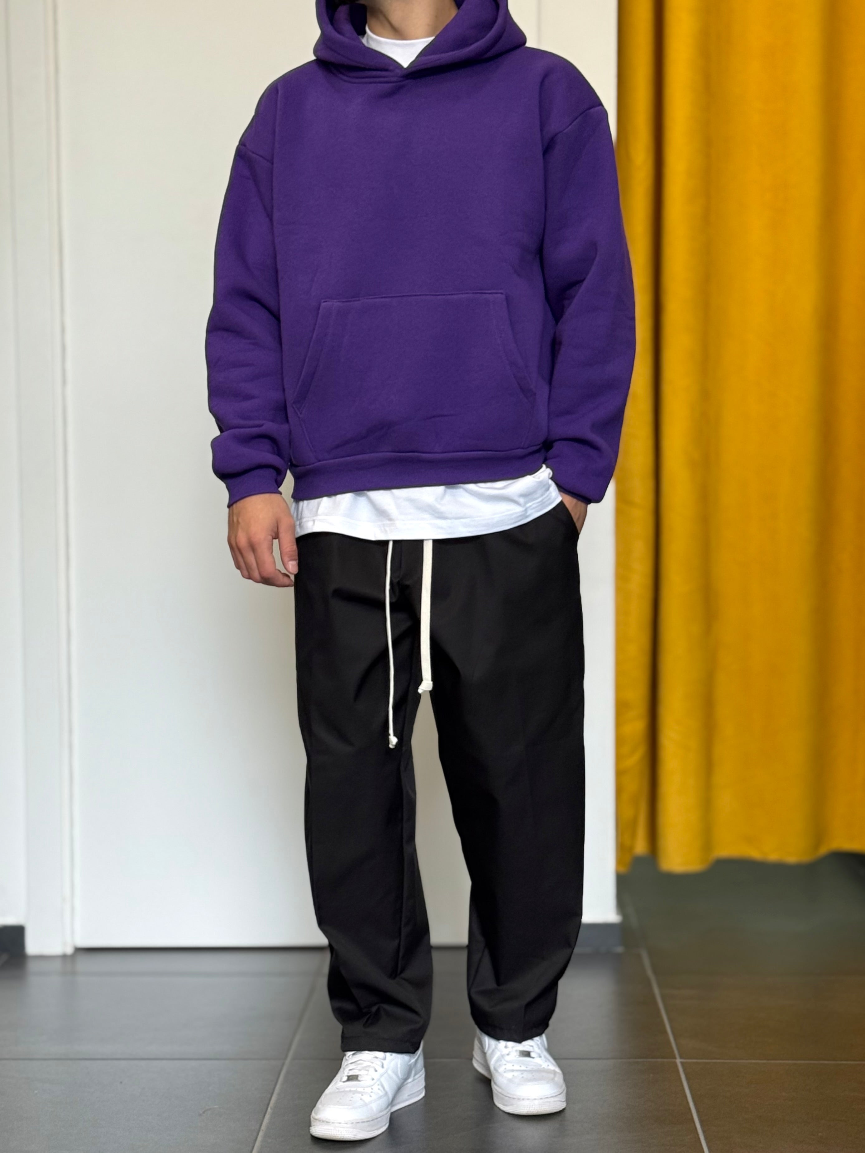 FELPA Con Cappuccio Cotone Felpato VIOLA