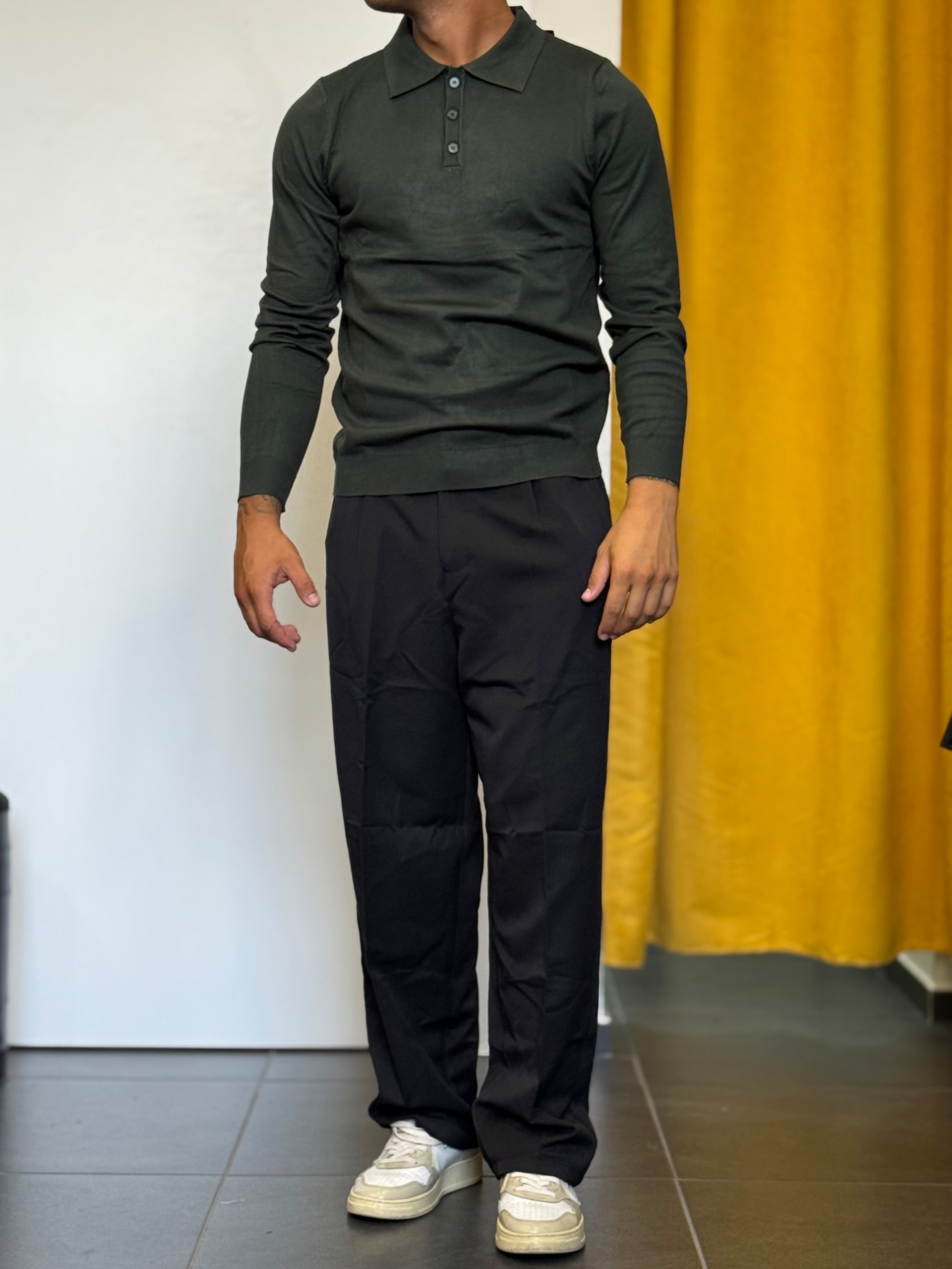 POLO Maniche Lunghe Slim Fit VERDE