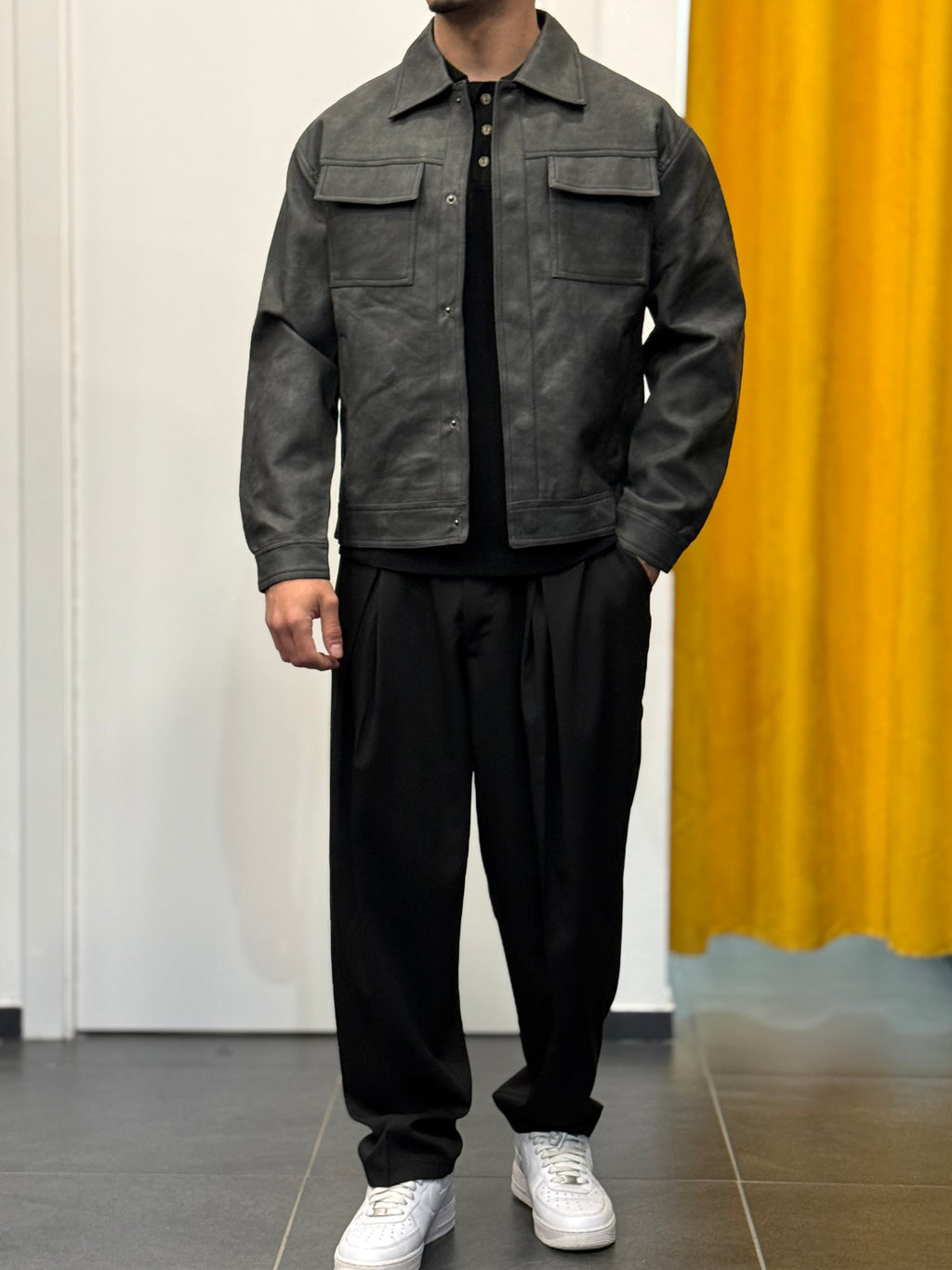 GIACCA Pelle GRIGIO