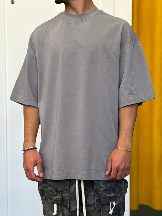 T-SHIRT OVERSIZE Colletto GRIGIO