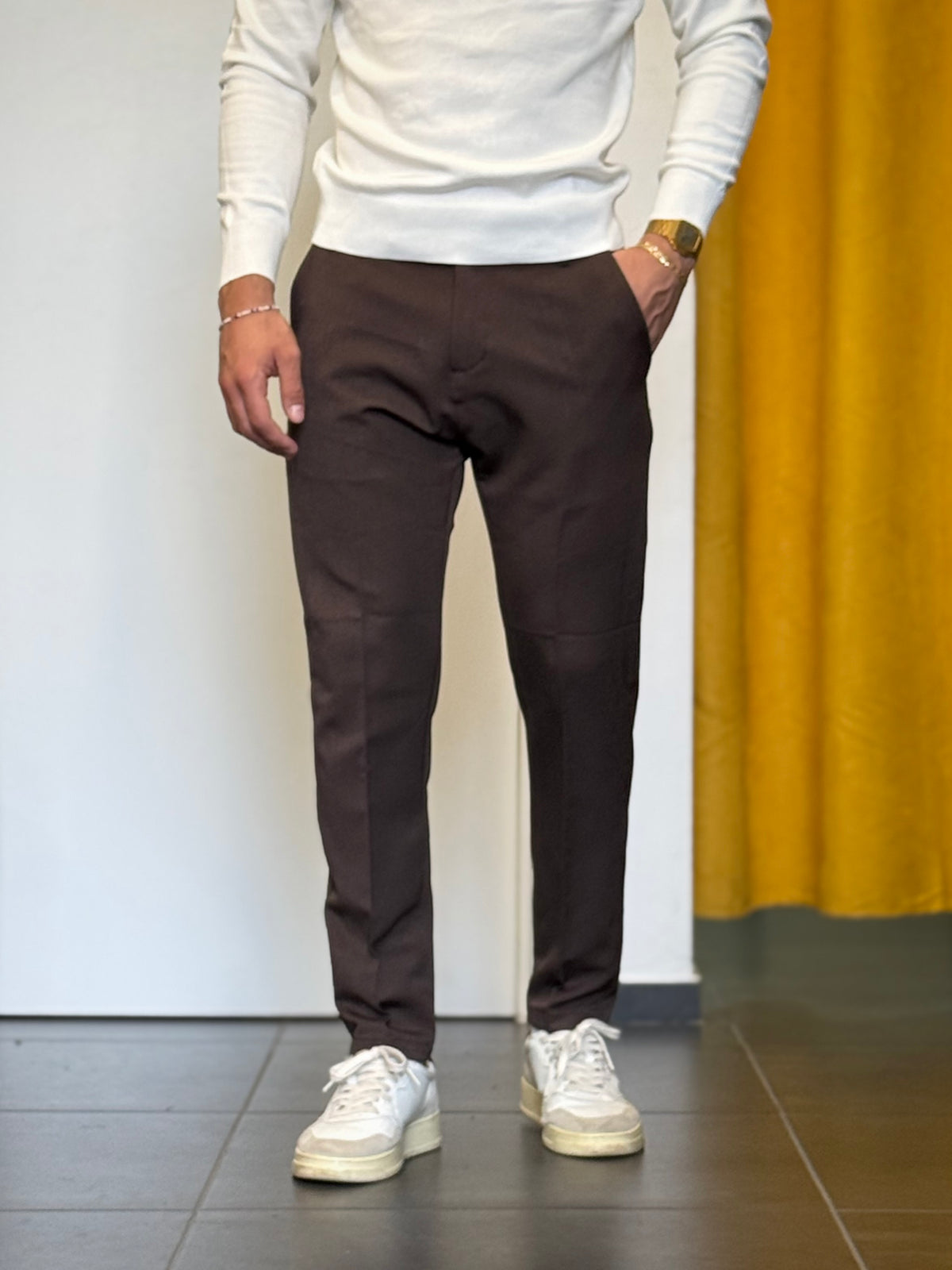 PANTALONE Slim Fit MARRONE