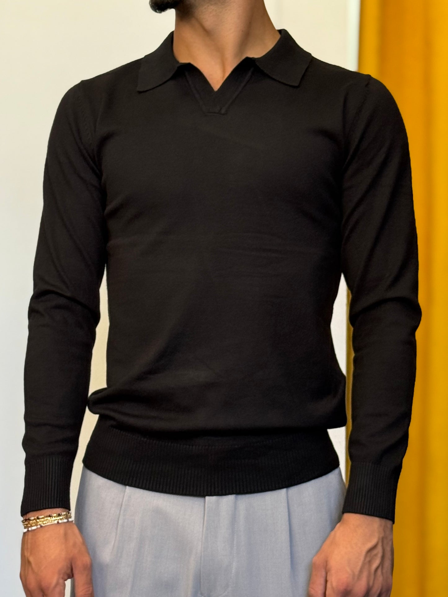 POLO Colletto S/Bottoni Slim Fit NERO
