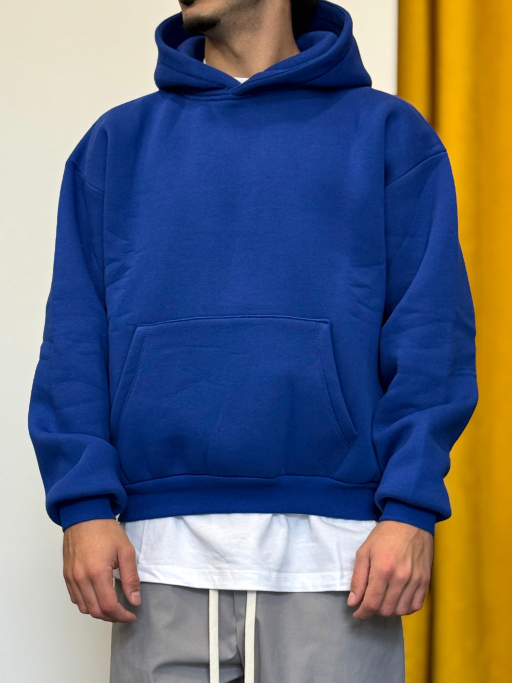 FELPA Con Cappuccio Cotone Felpato BLU