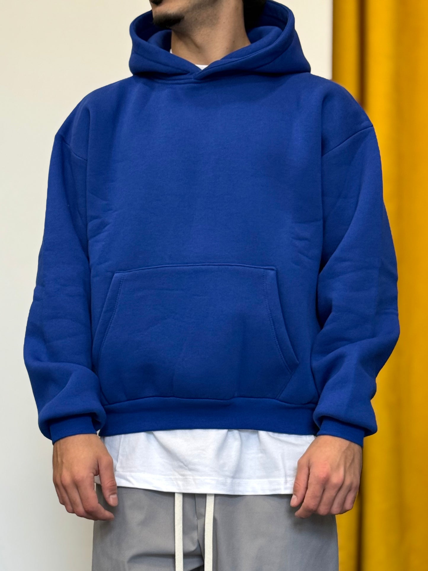 FELPA Con Cappuccio Cotone Felpato BLU