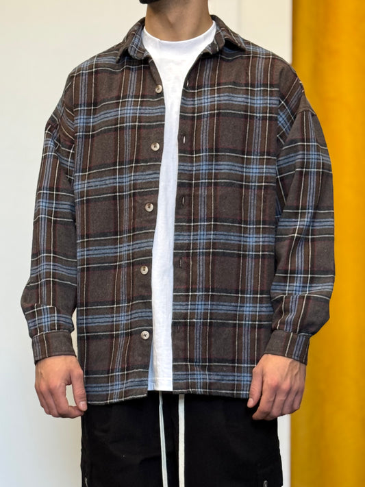 CAMICIA A Quadri MARRONE/CELESTE