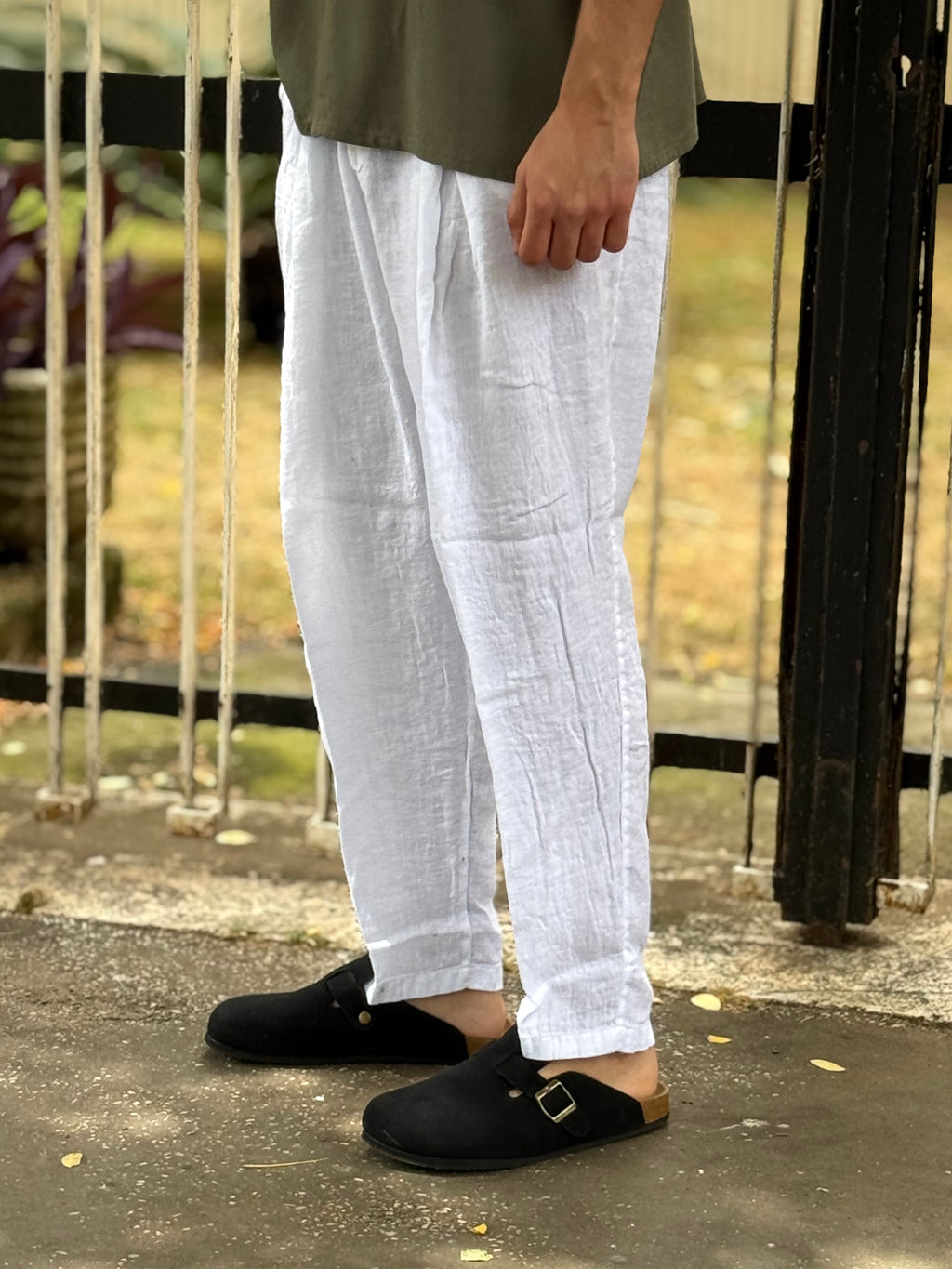 PANTALONE Lino Over BIANCO