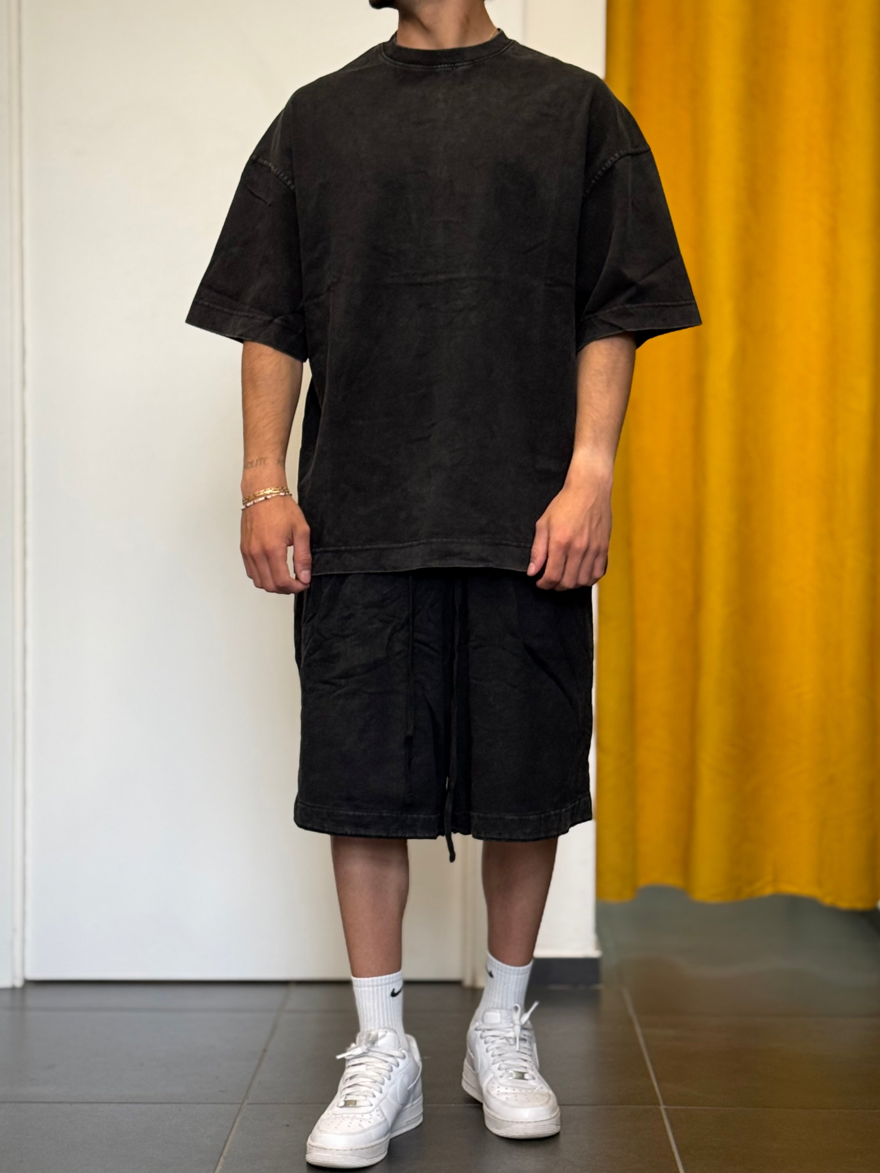 COORDINATO Cotone Slavato Oversize NERO