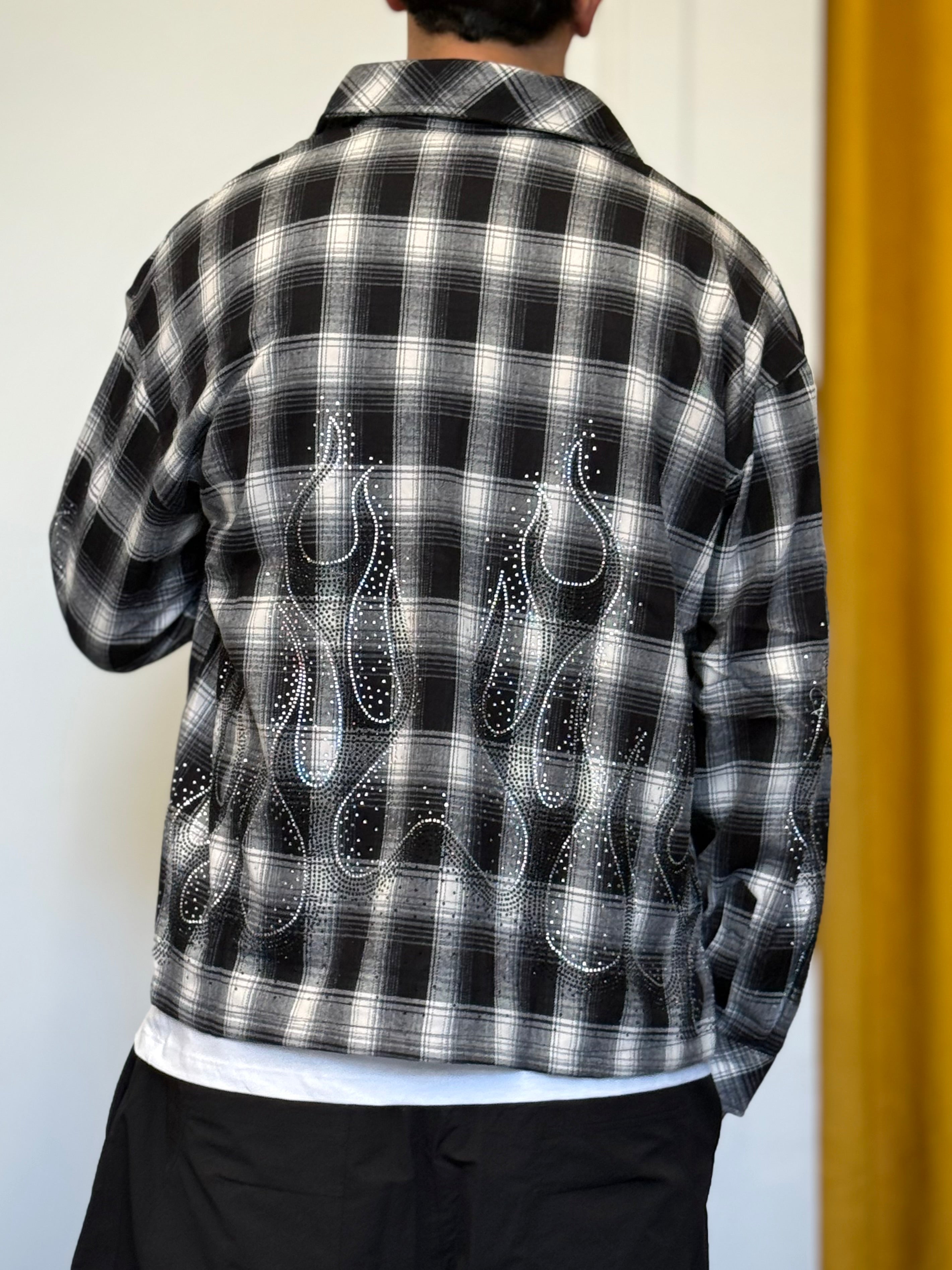 CAMICIA A Quadri FLAME NERO