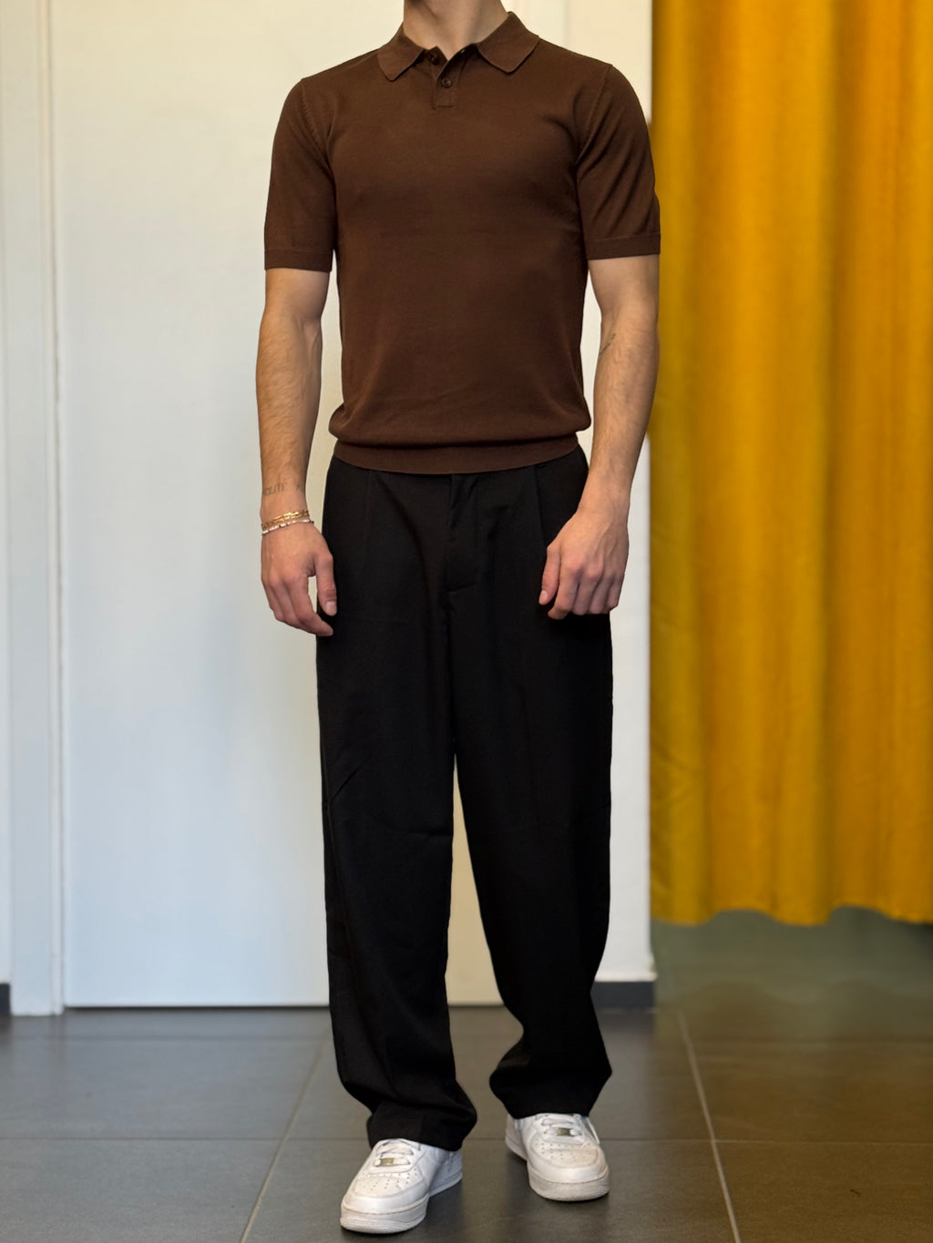 POLO 2 Bottoni Slim Fit MARRONE