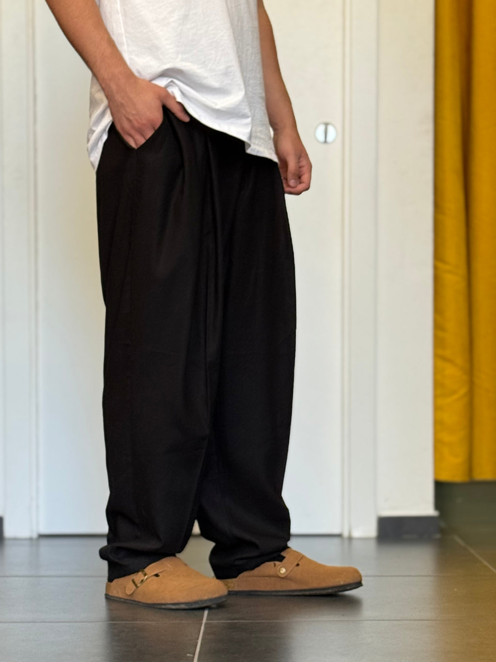 PANTALONE Misto Lino NERO