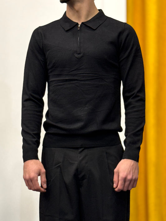 POLO ZIP Slim Fit NERO