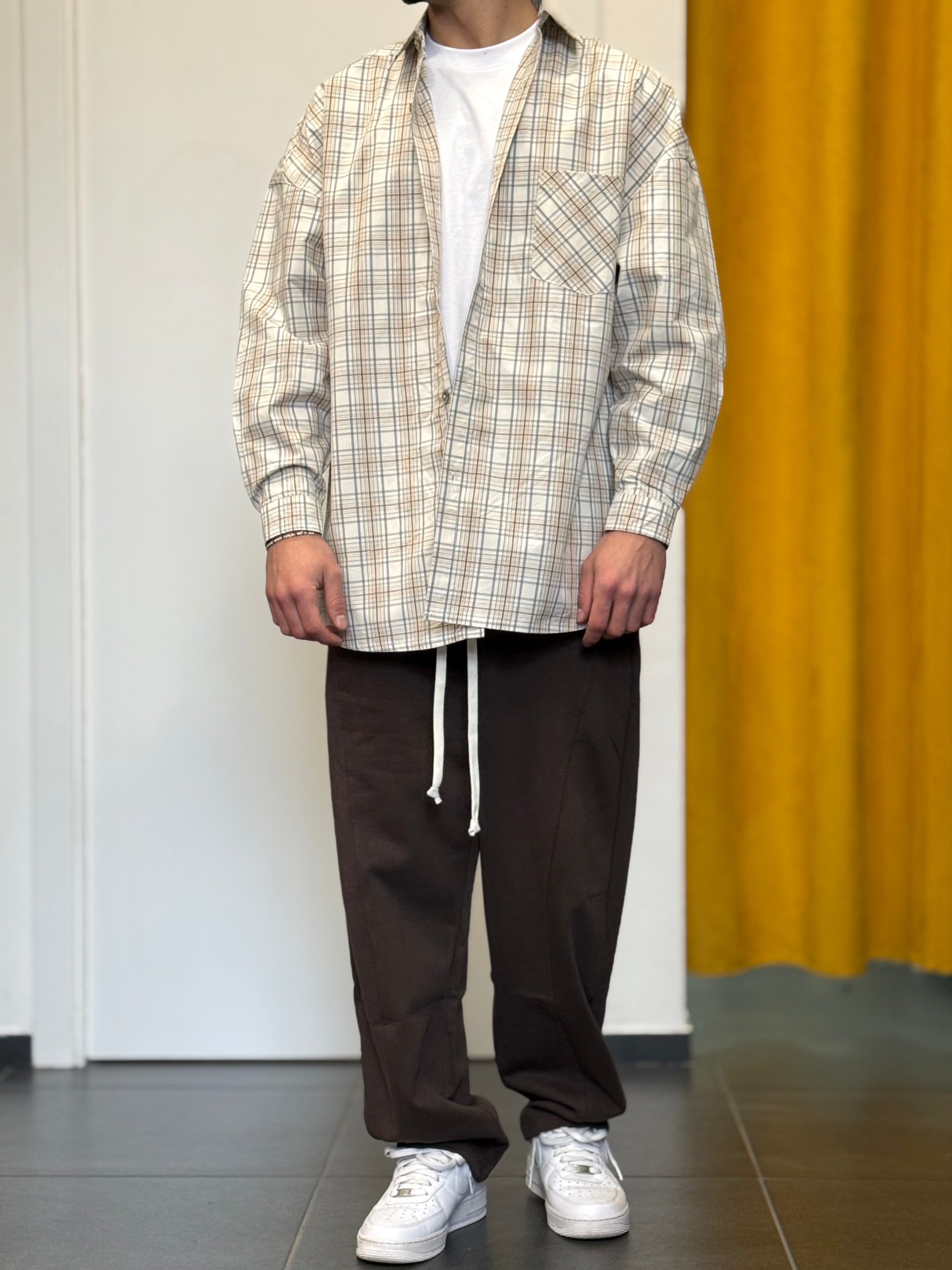 CAMICIA A Quadri OVERSIZE PANNA