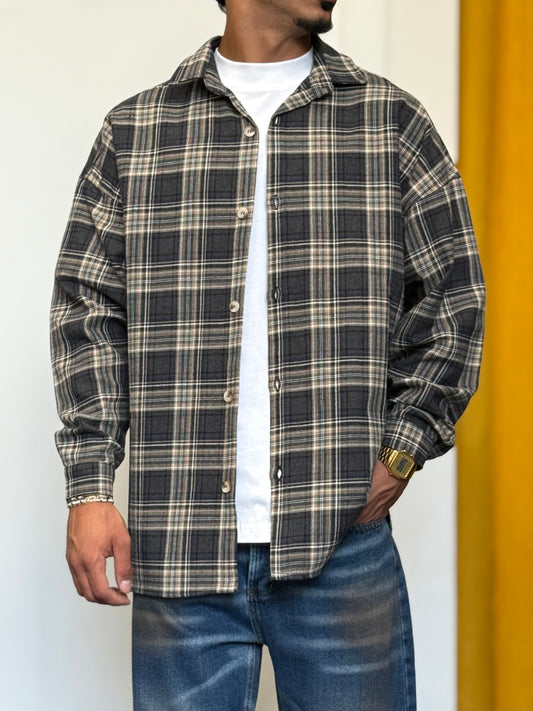 CAMICIA Oversize QUADRI BLU/BEIGE
